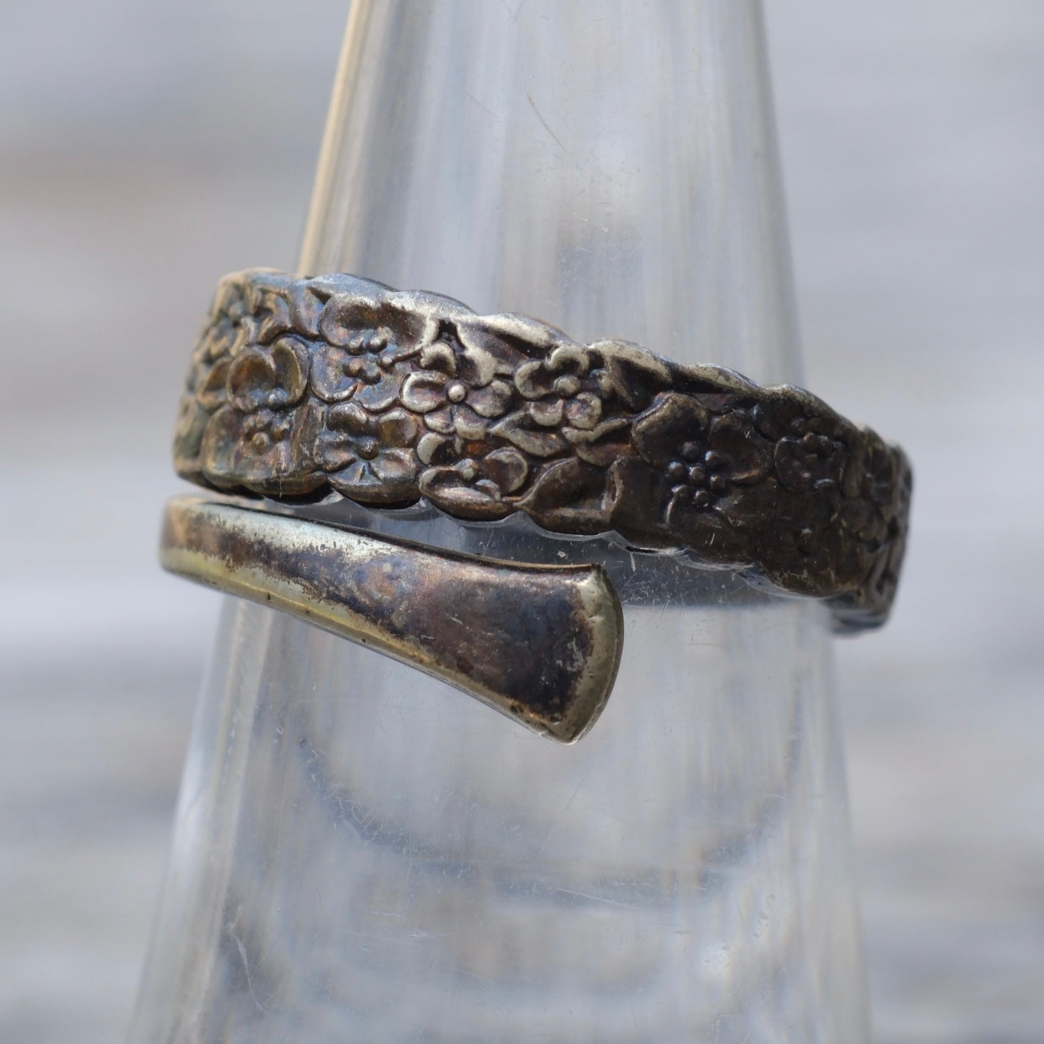 Vintage Sterling Floral Overpass Ring 6.25