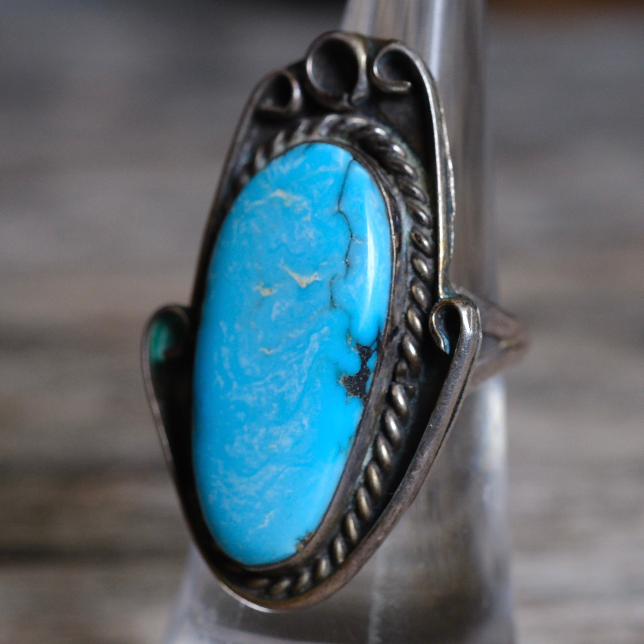 Vintage Sterling Turquoise Ring 6.5