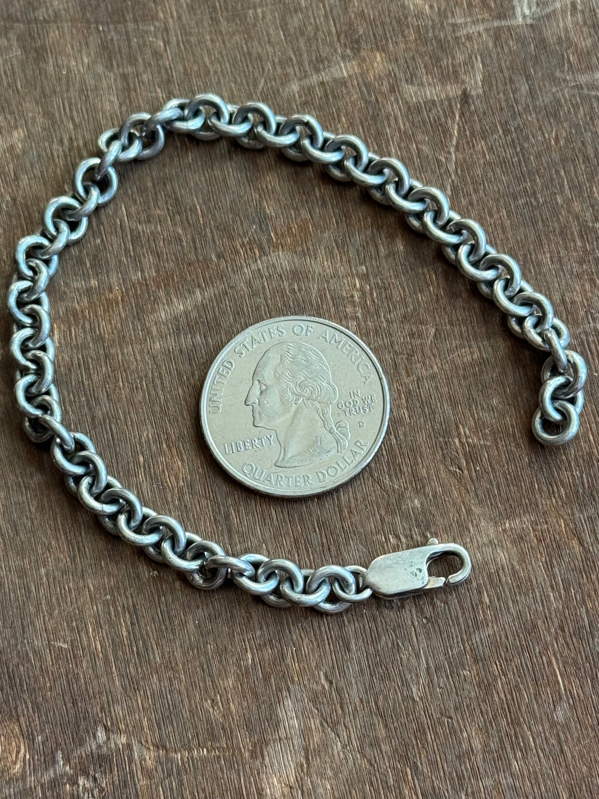 Vintage Sterling Silver 7.5” Cable Chain Bracelet
