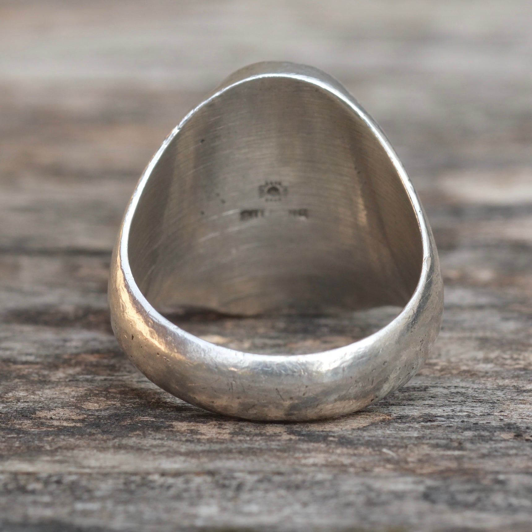 Vintage Sterling Turquoise Bells Trading Post Ring 10.75