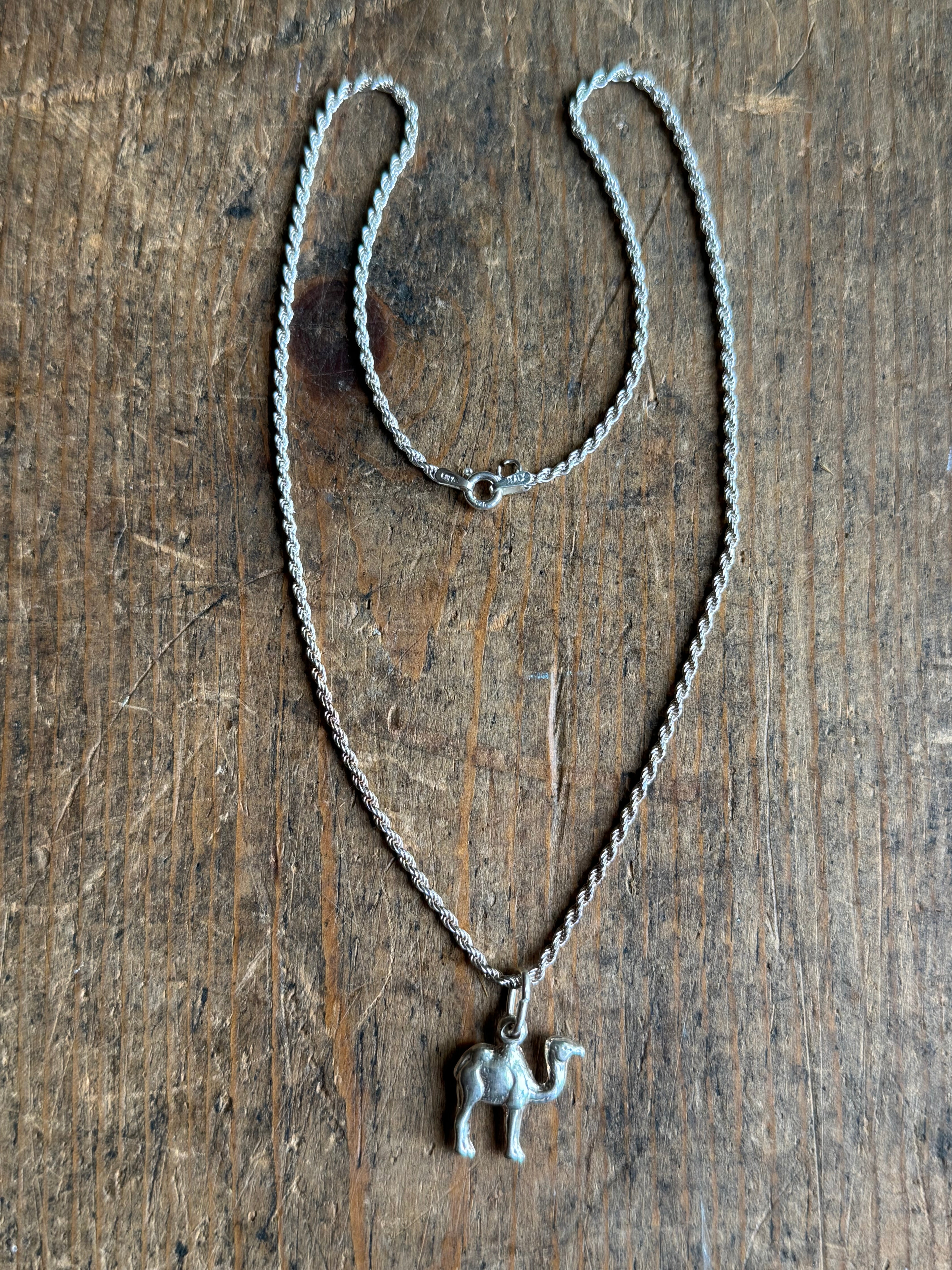 Vintage Sterling Silver 16” Rope Chain Camel Necklace