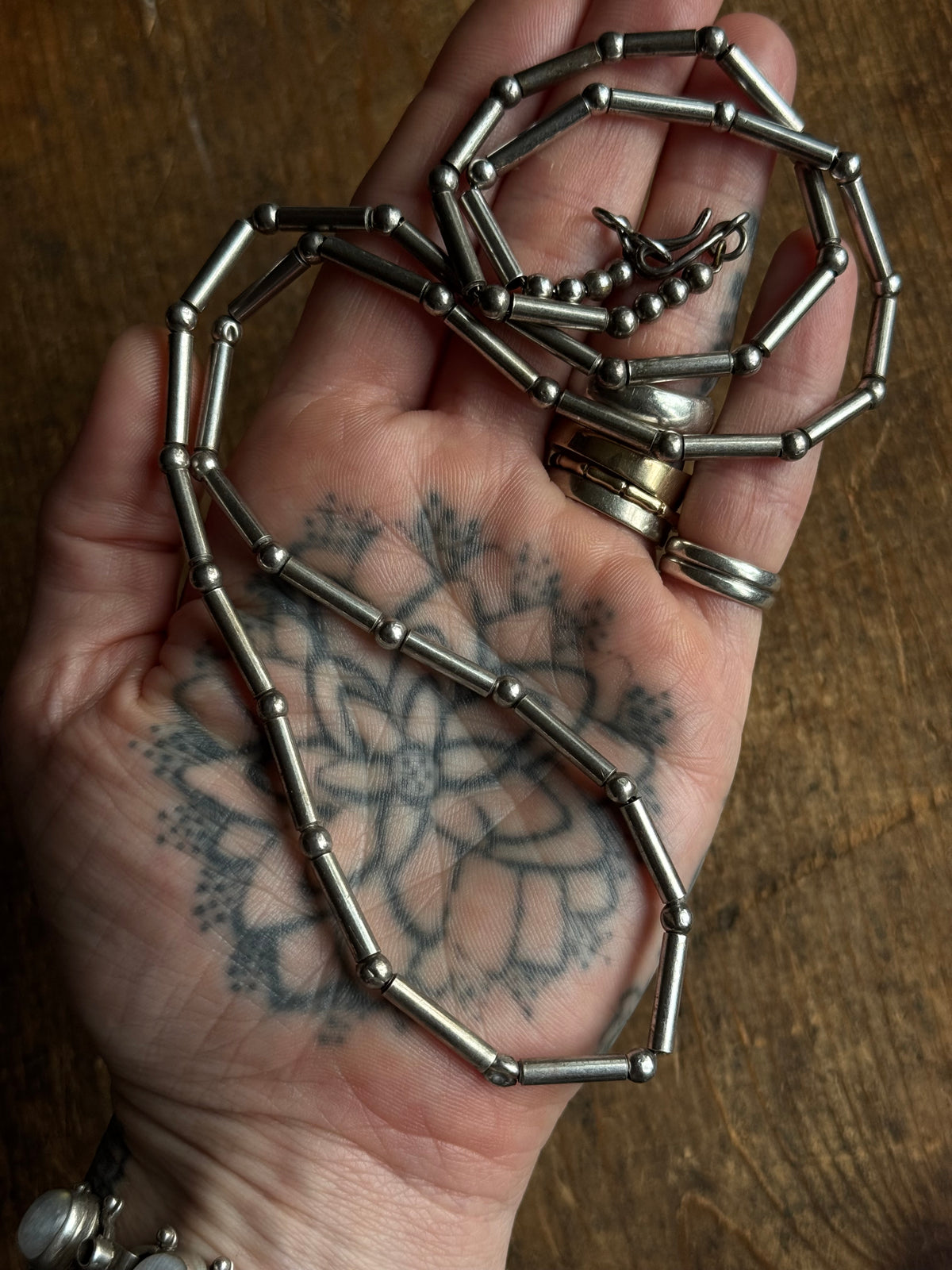 Vintage Sterling Silver Beaded Necklace