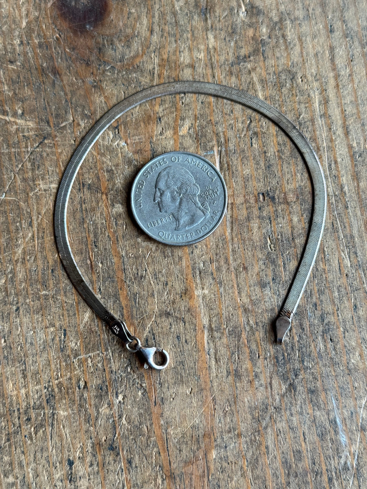 Vintage Sterling Silver Herringbone Chain Bracelet