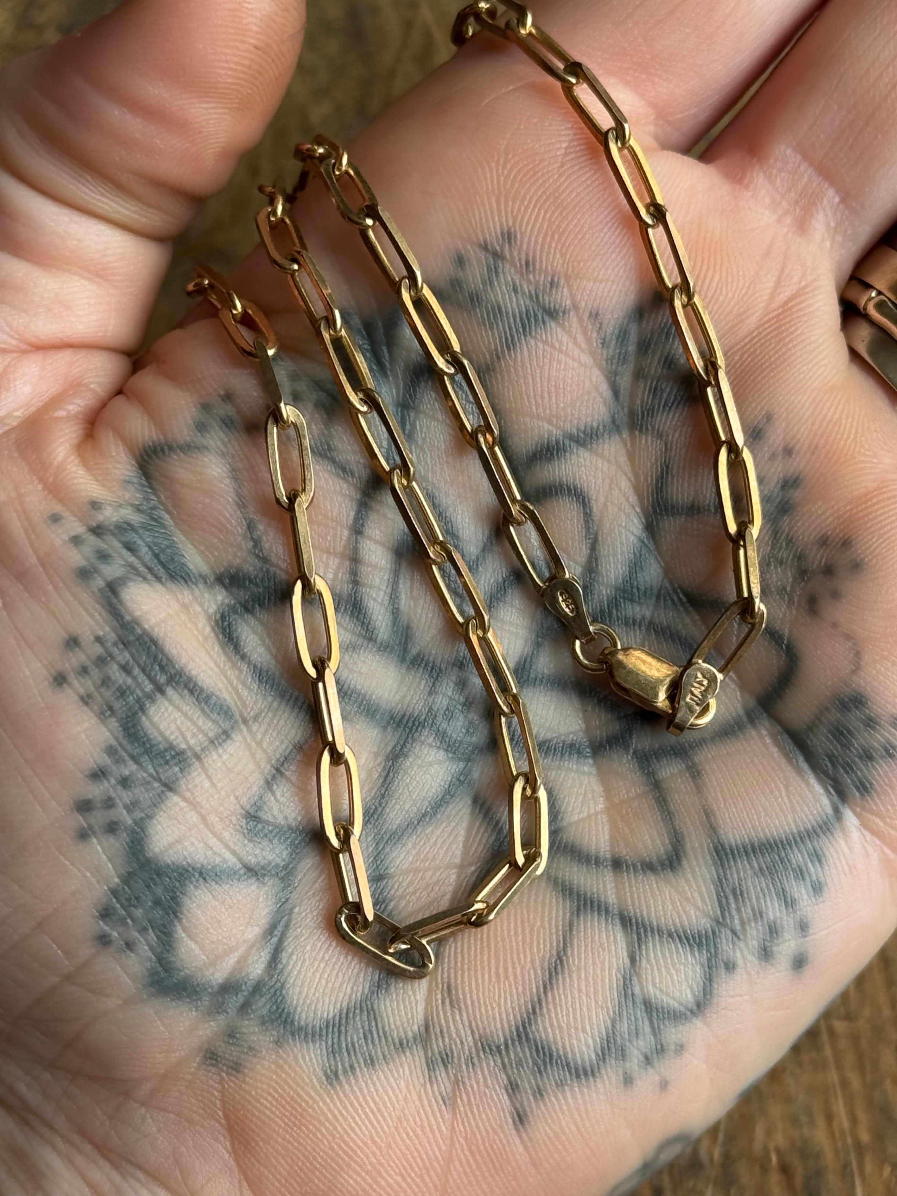 Vintage Sterling Silver 16” Gold Tone Paperclip Chain