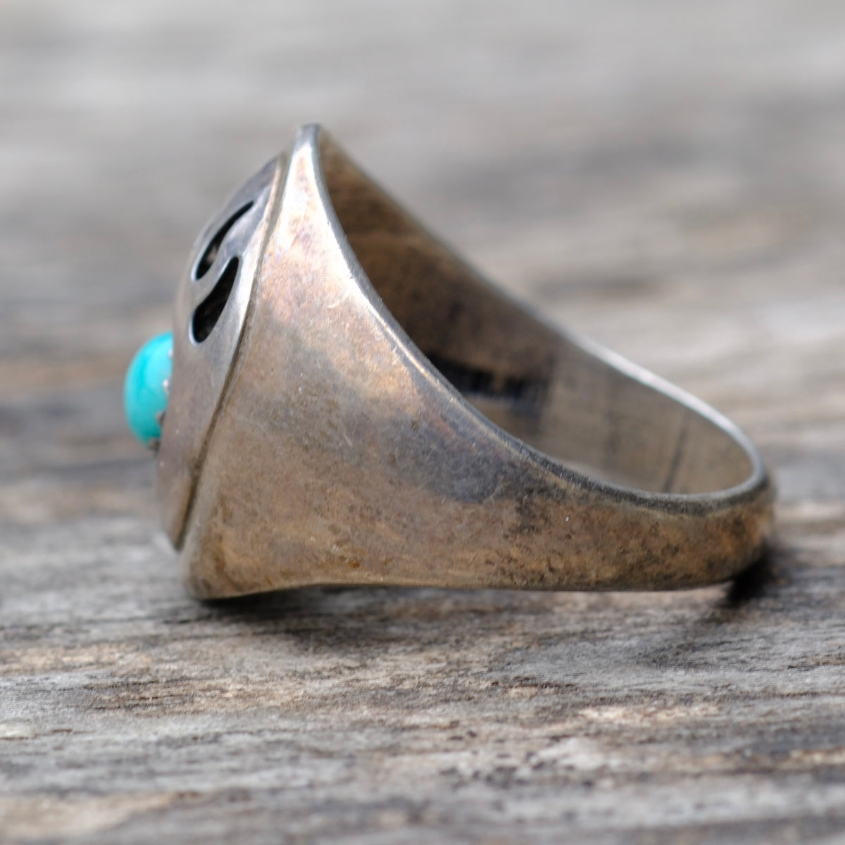 Vintage Sterling Turquoise Bear Paw Ring 10
