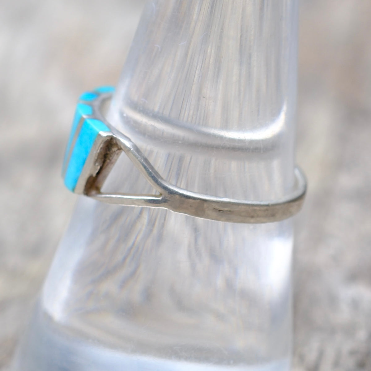 Vintage Sterling Turquoise Inlay Band 8.5