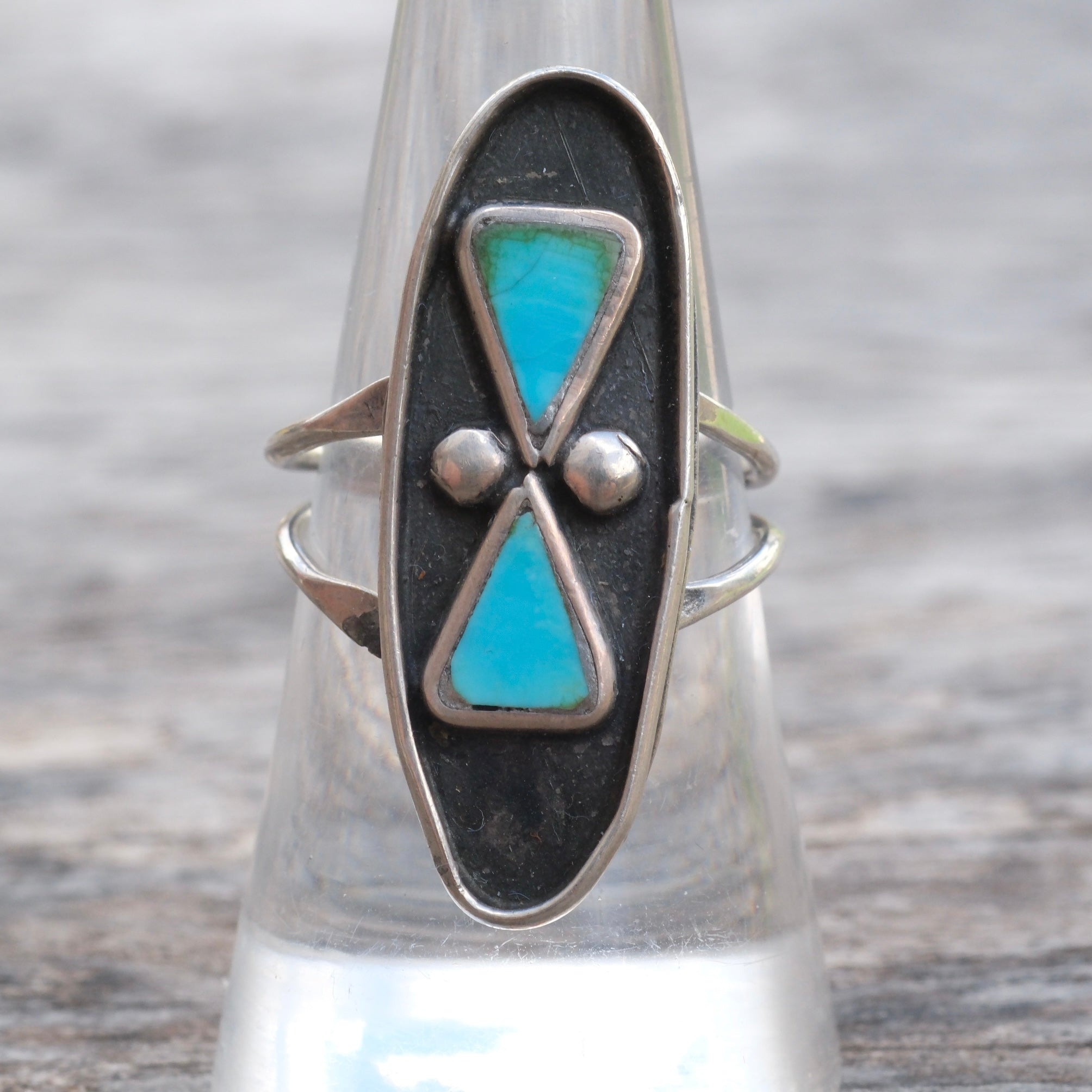 Vintage Sterling Turquoise Ring 7.5