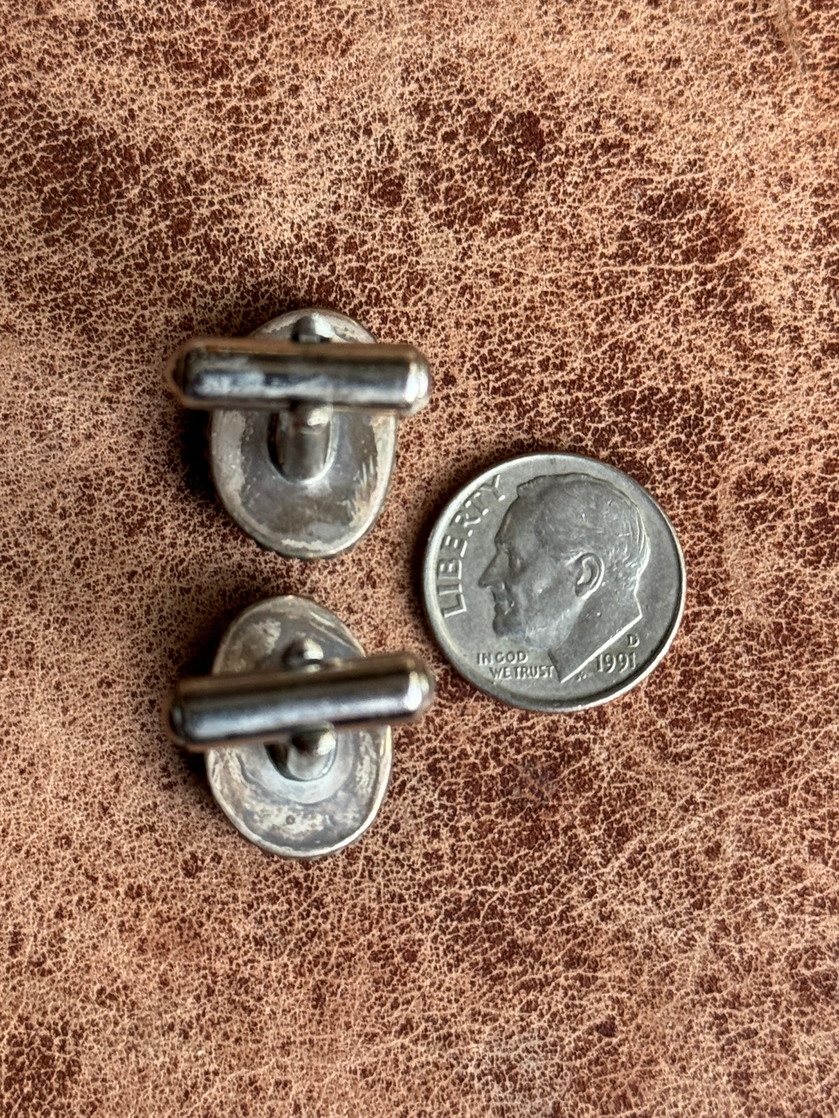 Vintage Sterling Silver Roped Turquoise Cufflinks