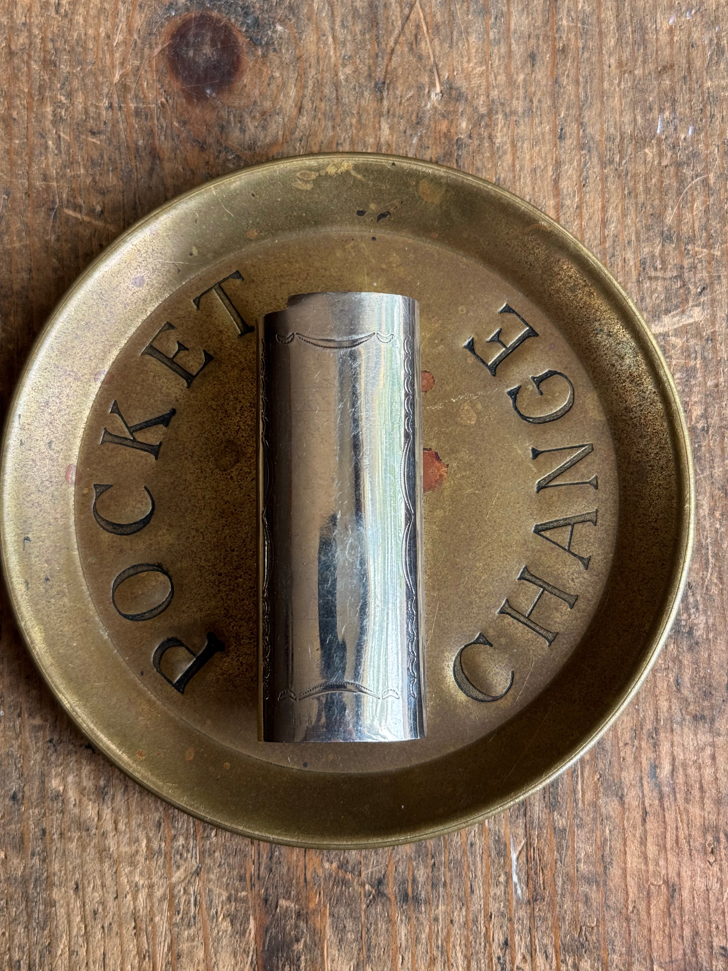 Vintage Stamped Nickel & Sterling Silver Turquoise Lighter Case
