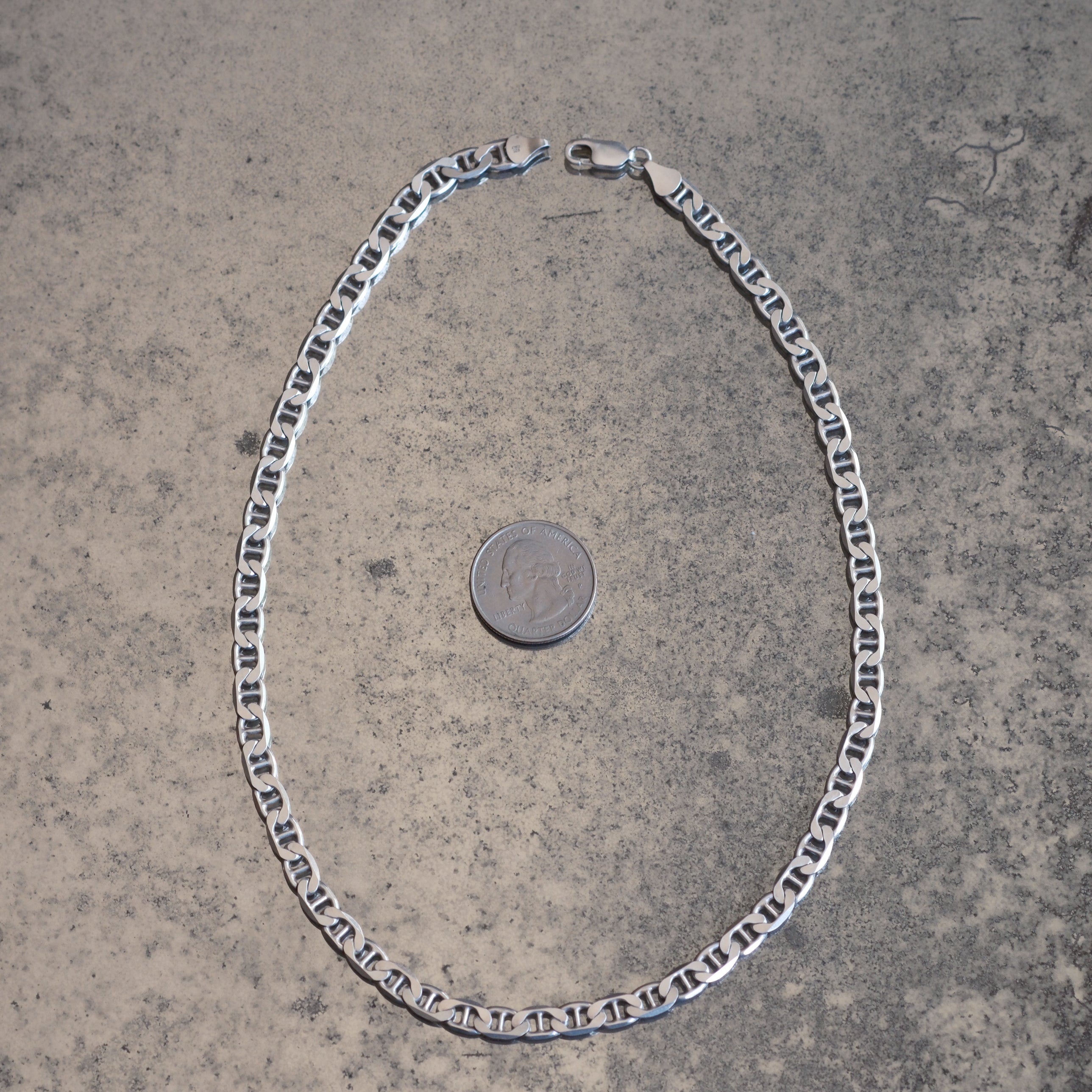 Vintage Sterling Silver Mariner Chain Necklace 18"