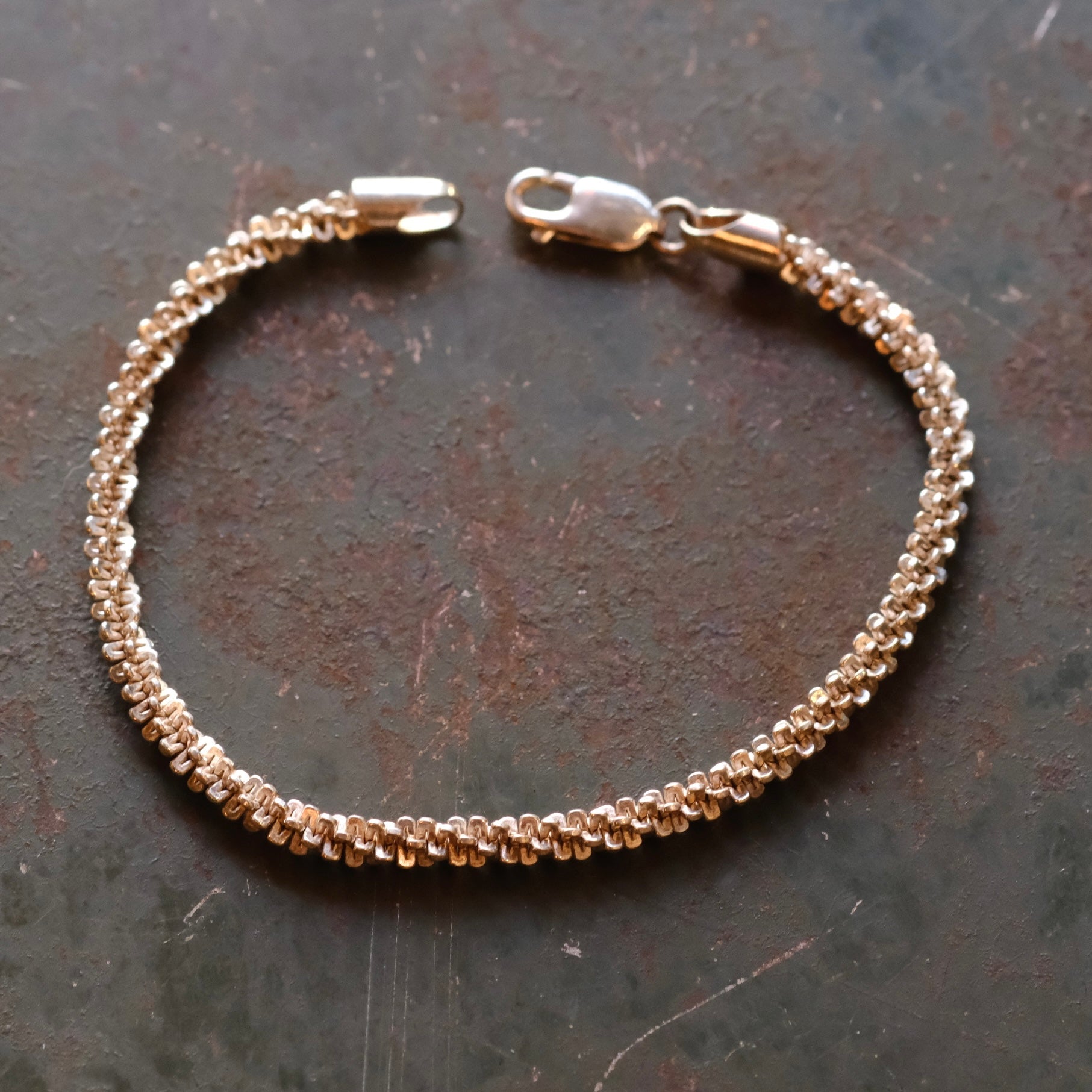Vintage Sterling Diamond Cut Sparkle Chain Bracelet