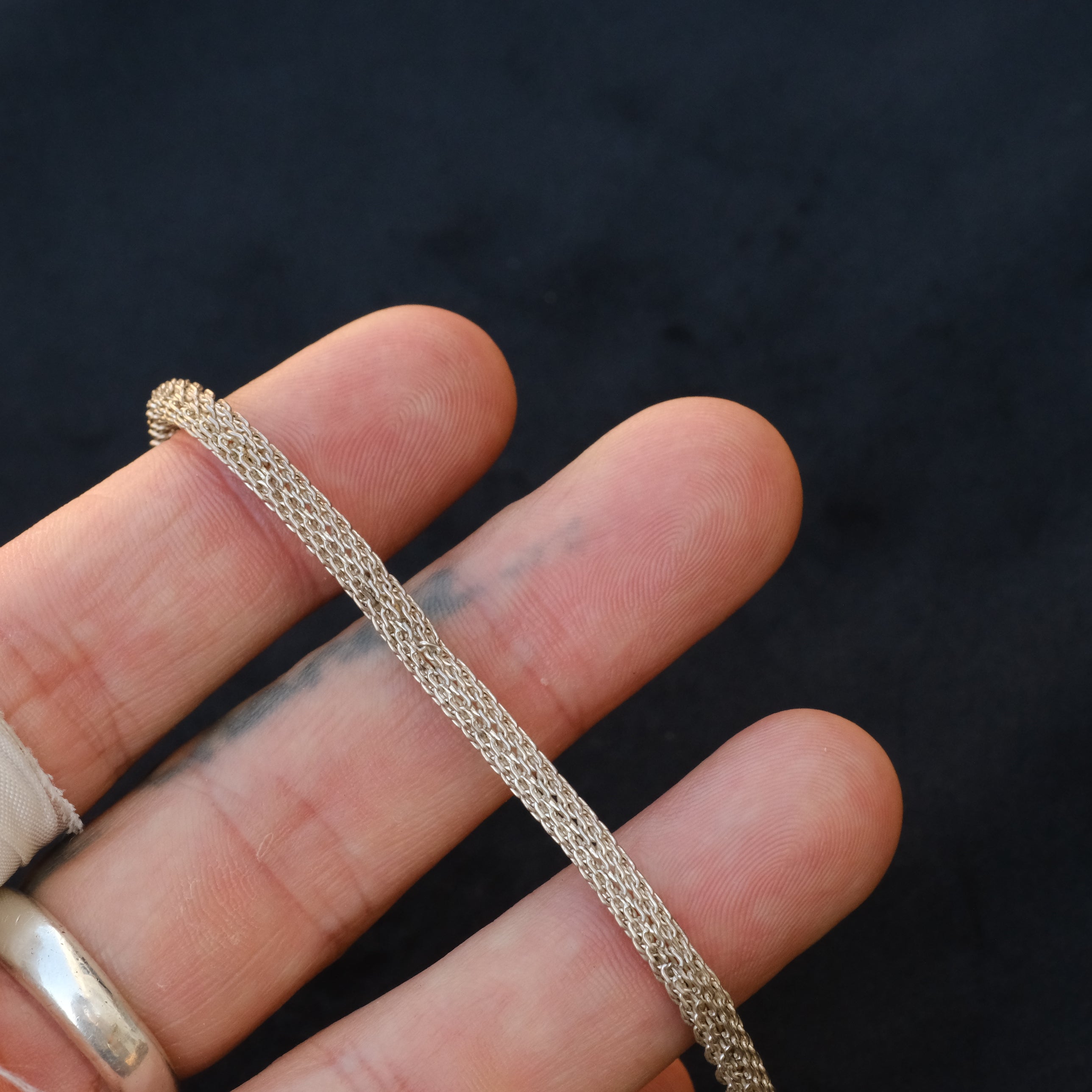 Vintage Sterling Round Mesh Chain Bracelet