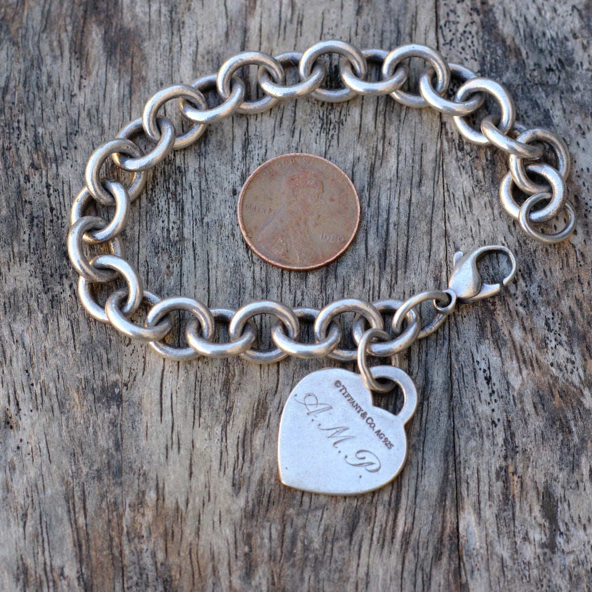 Vintage Sterling Silver Tiffanys Heart Bracelet 7"
