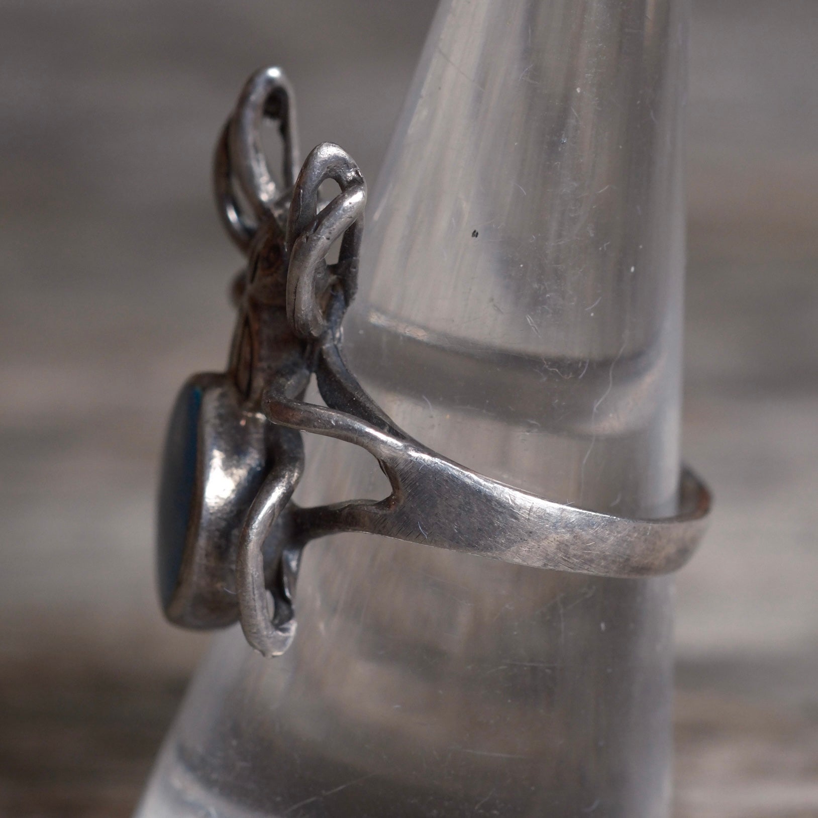 Vintage Sterling Turquoise Spider Ring 9.5
