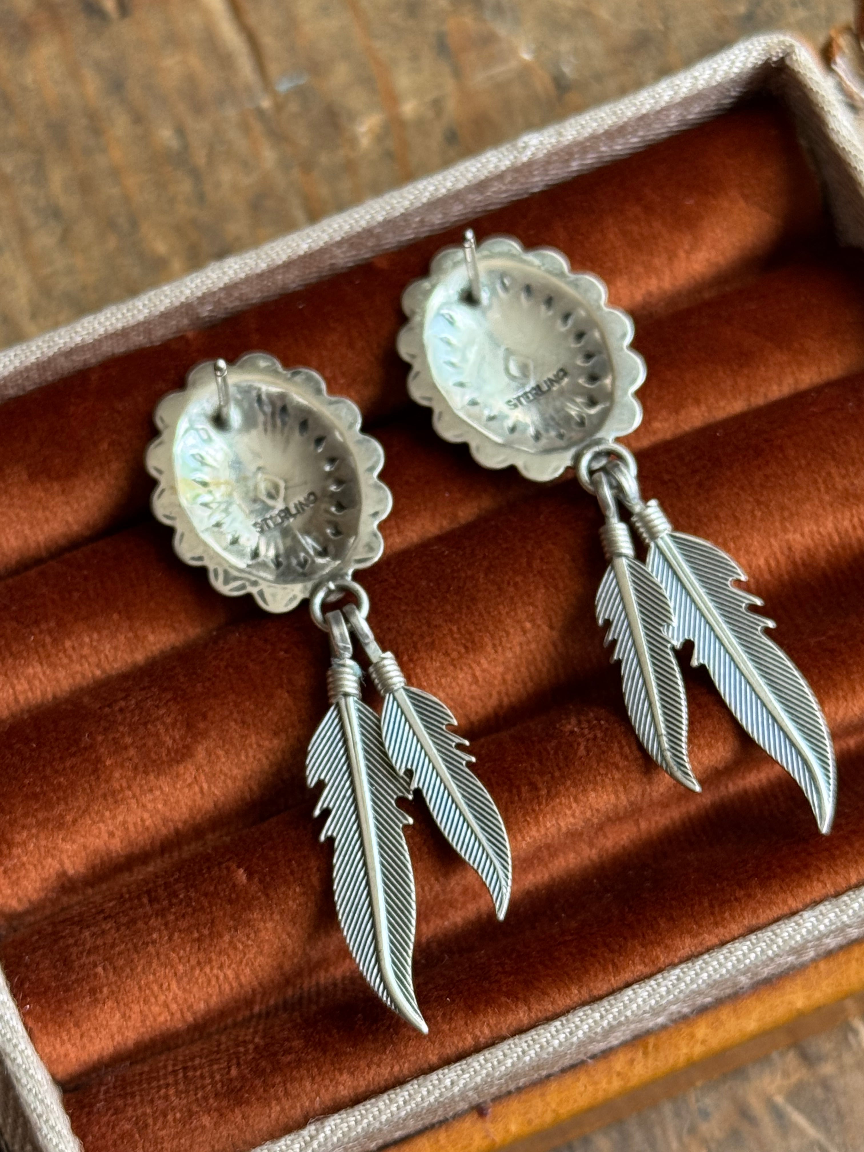 Vintage Sterling Silver Concho Dreamcatcher Earrings