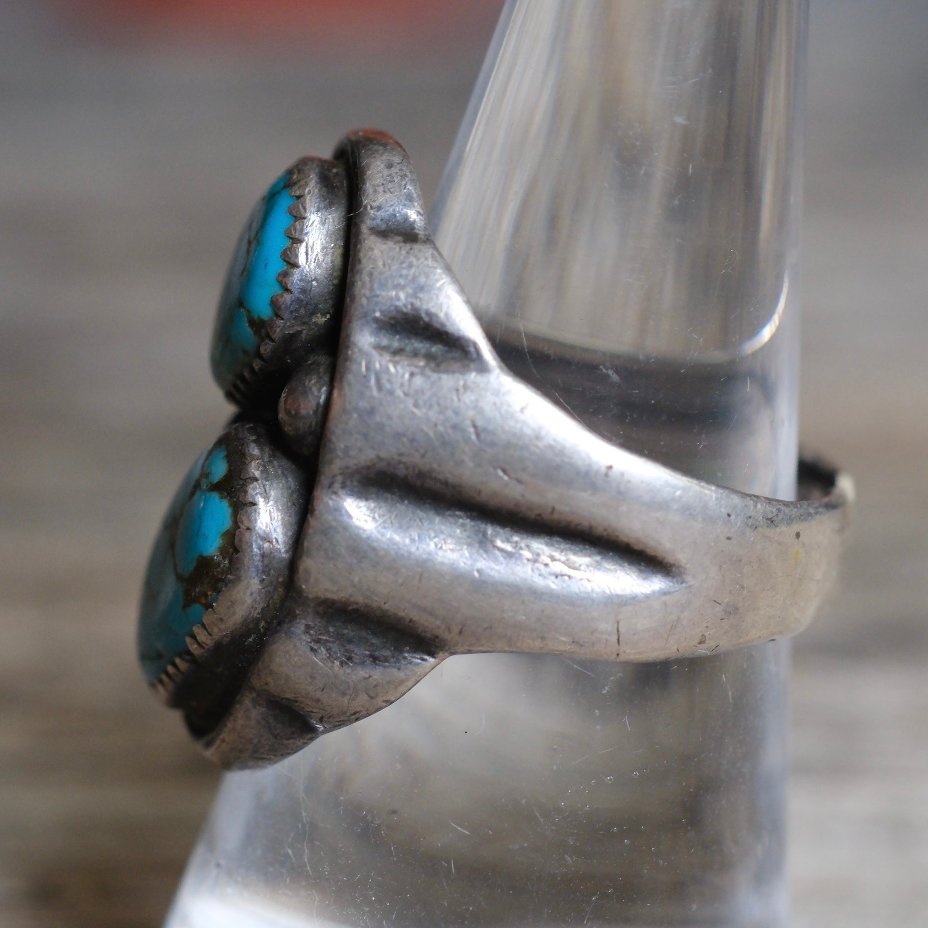Vintage Sterling 2-Stone Turquoise Ring 9