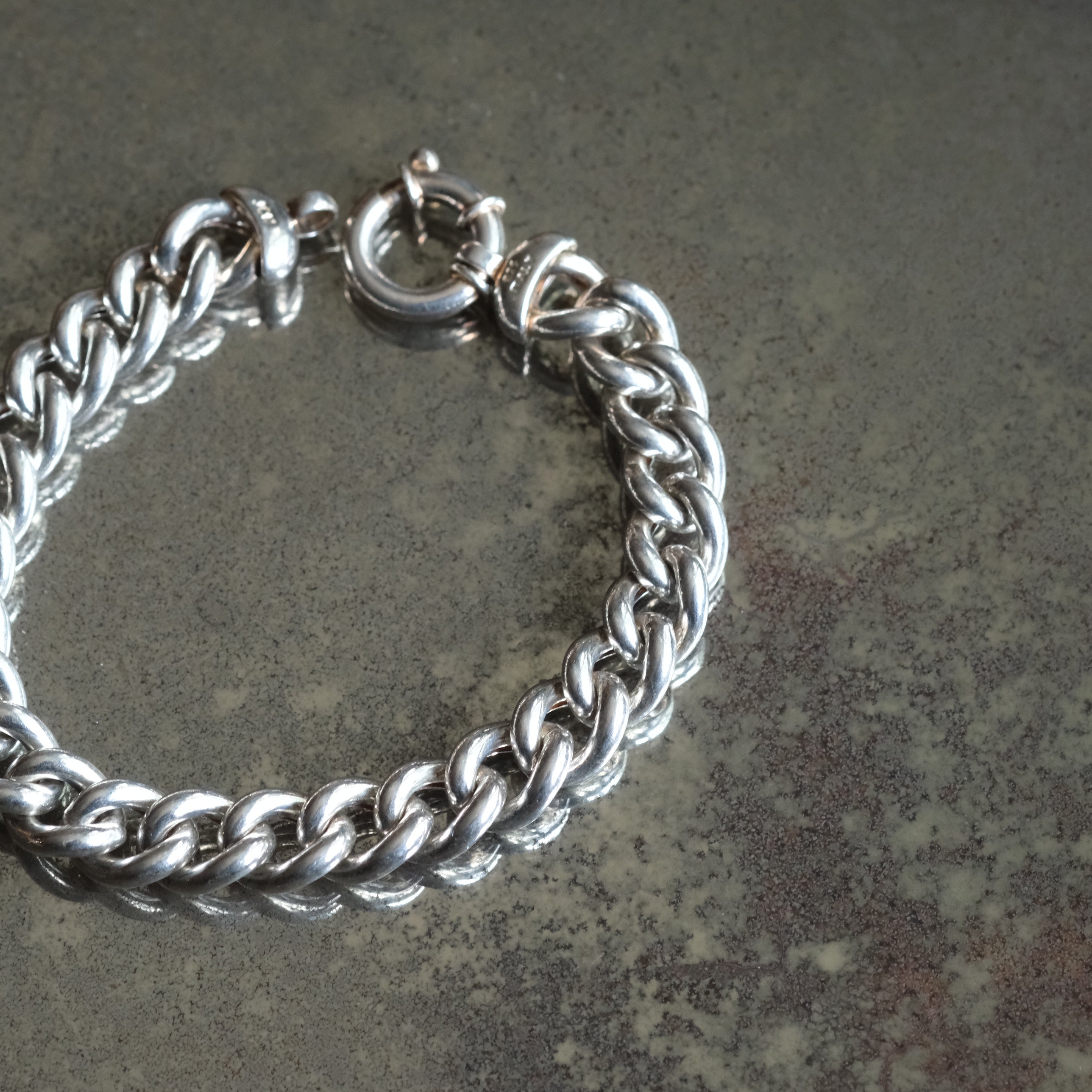 Vintage Sterling Silver Curb Chain Bracelet 9"