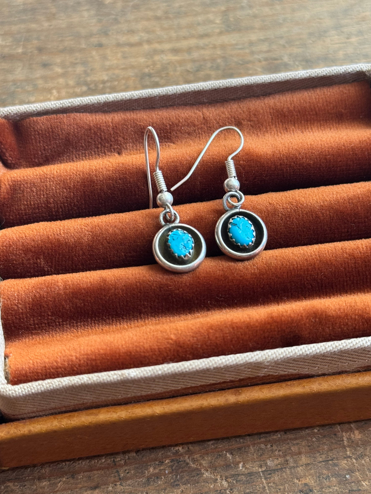 Vintage Sterling Silver Turquoise Shadowbox Earrings