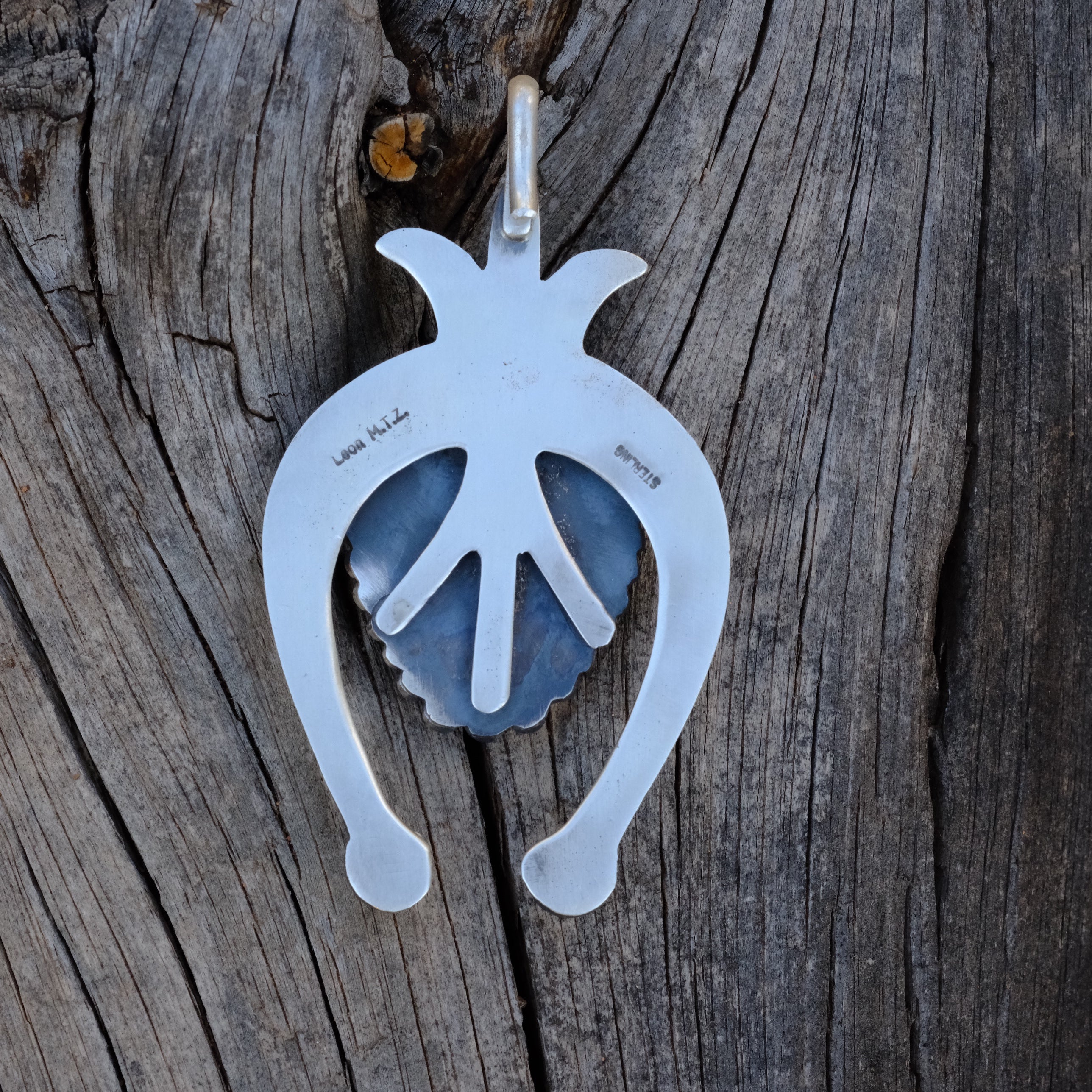 LEON MARTINEZ Sterling Silver Turquoise Naja Pendant