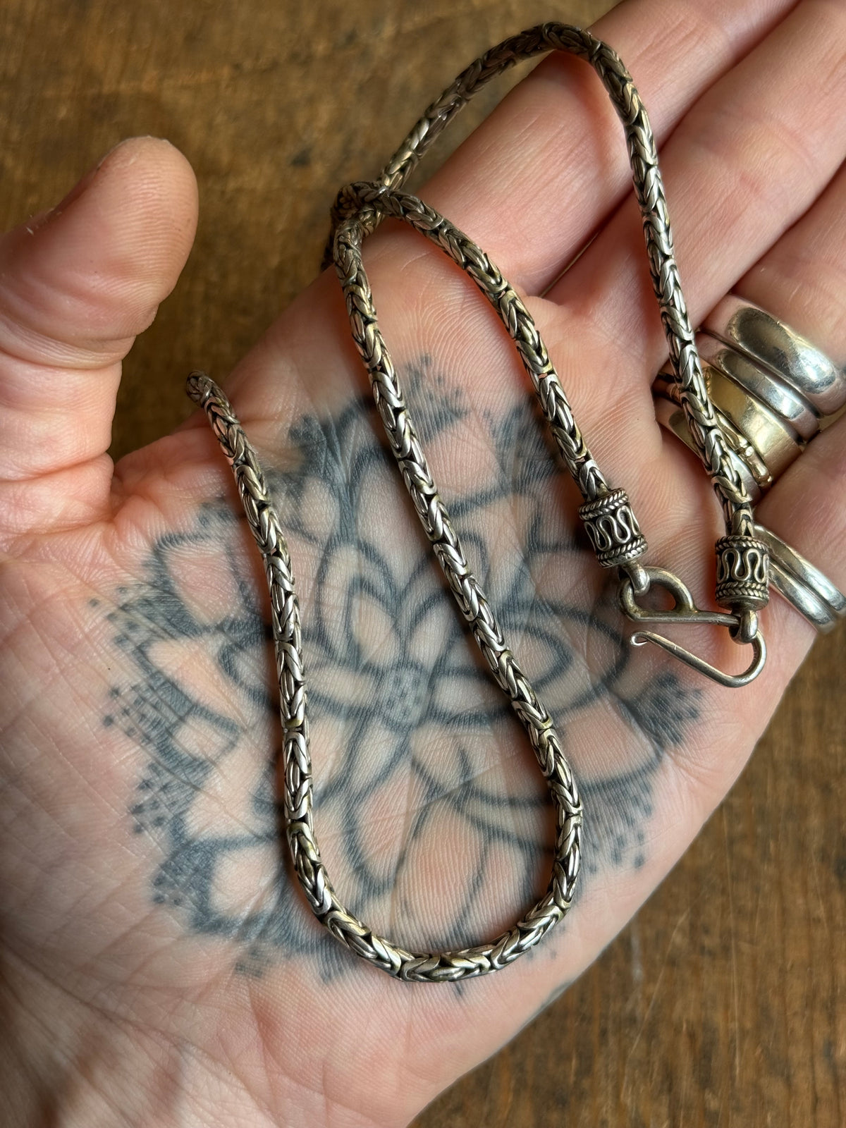 Vintage Sterling Silver 18” Byzantine Chain