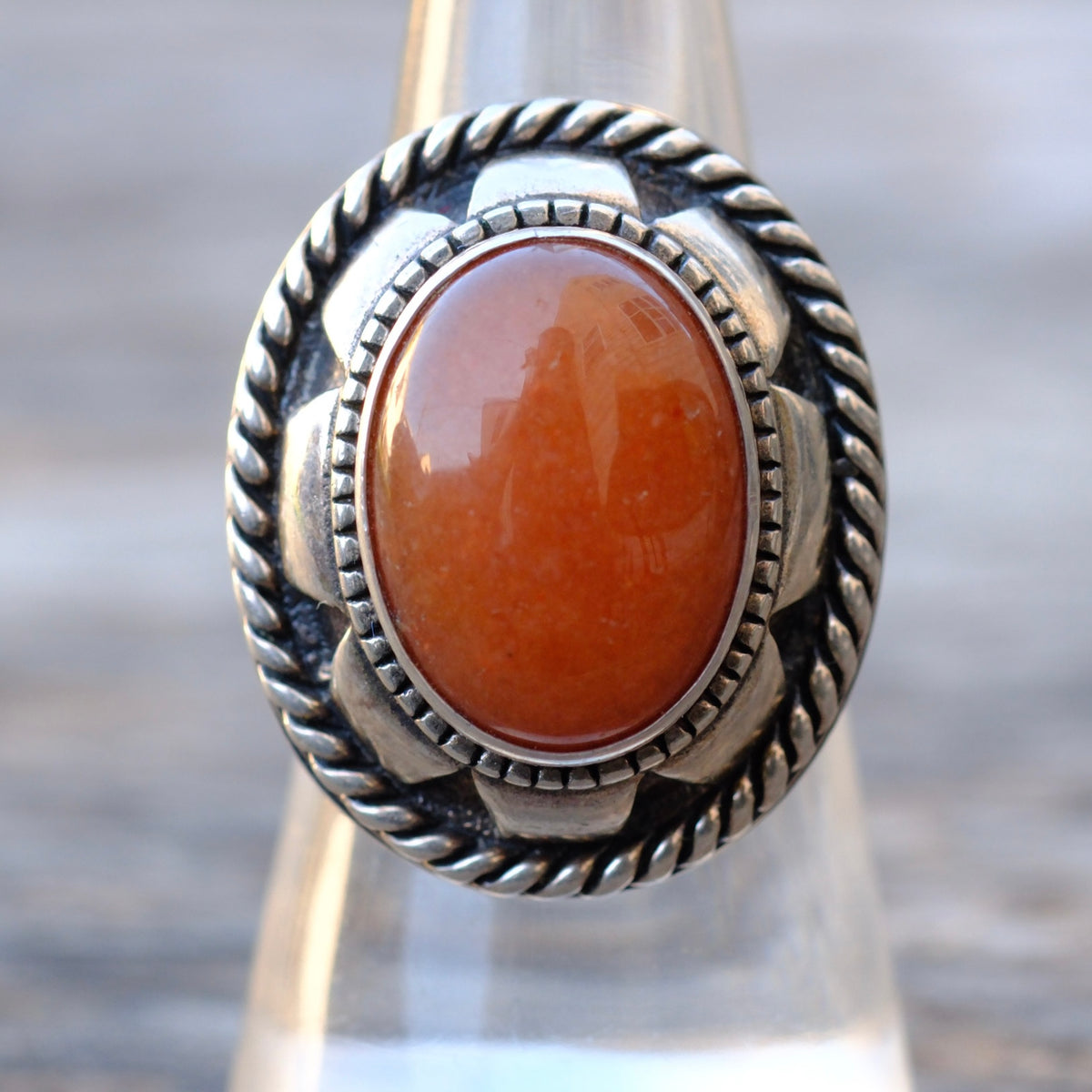 Vintage Sterling Carnelian Ring 7.75