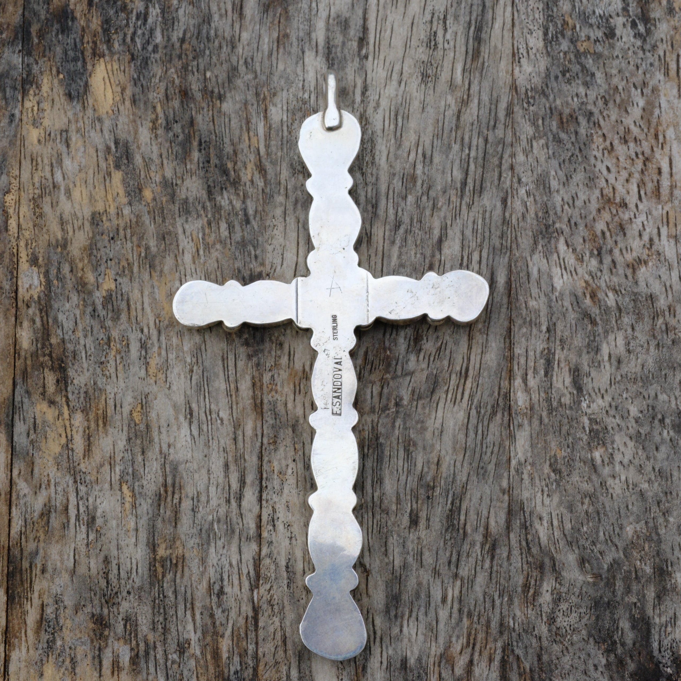 HUGE Vintage Sterling Turquoise Cluster Cross Pendant