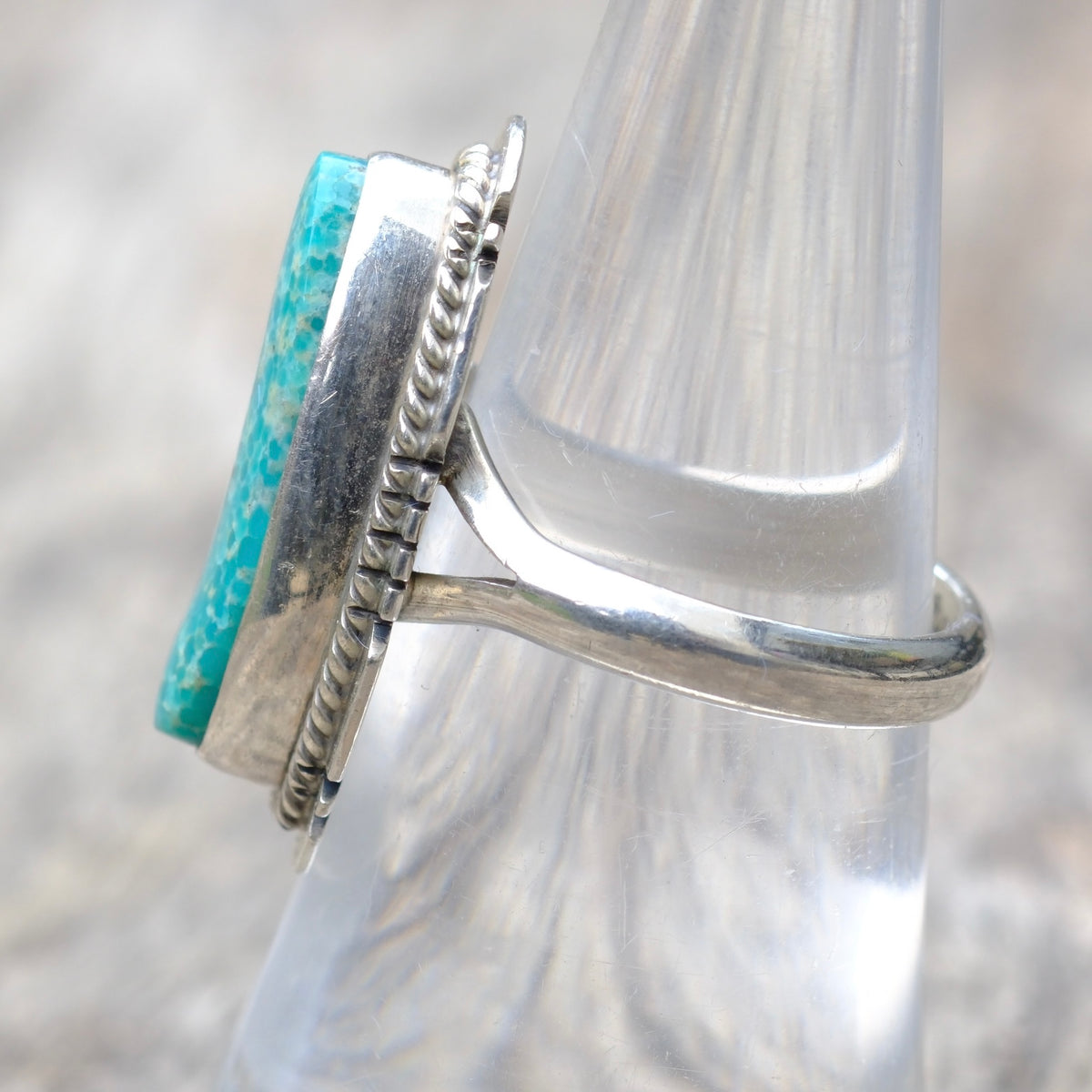 Vintage Sterling Turquoise Ring 6.75