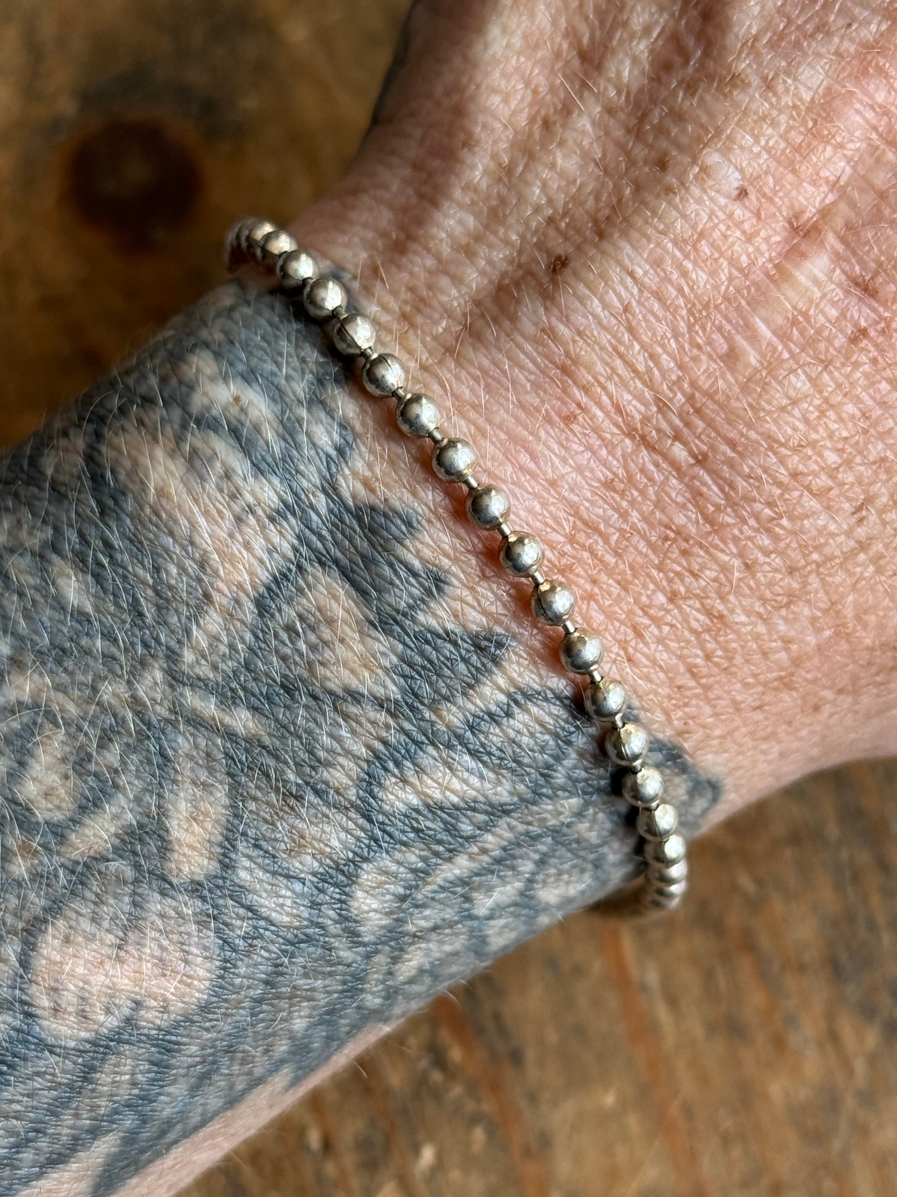 Vintage Sterling Silver 9.5” Ball Chain Bracelet
