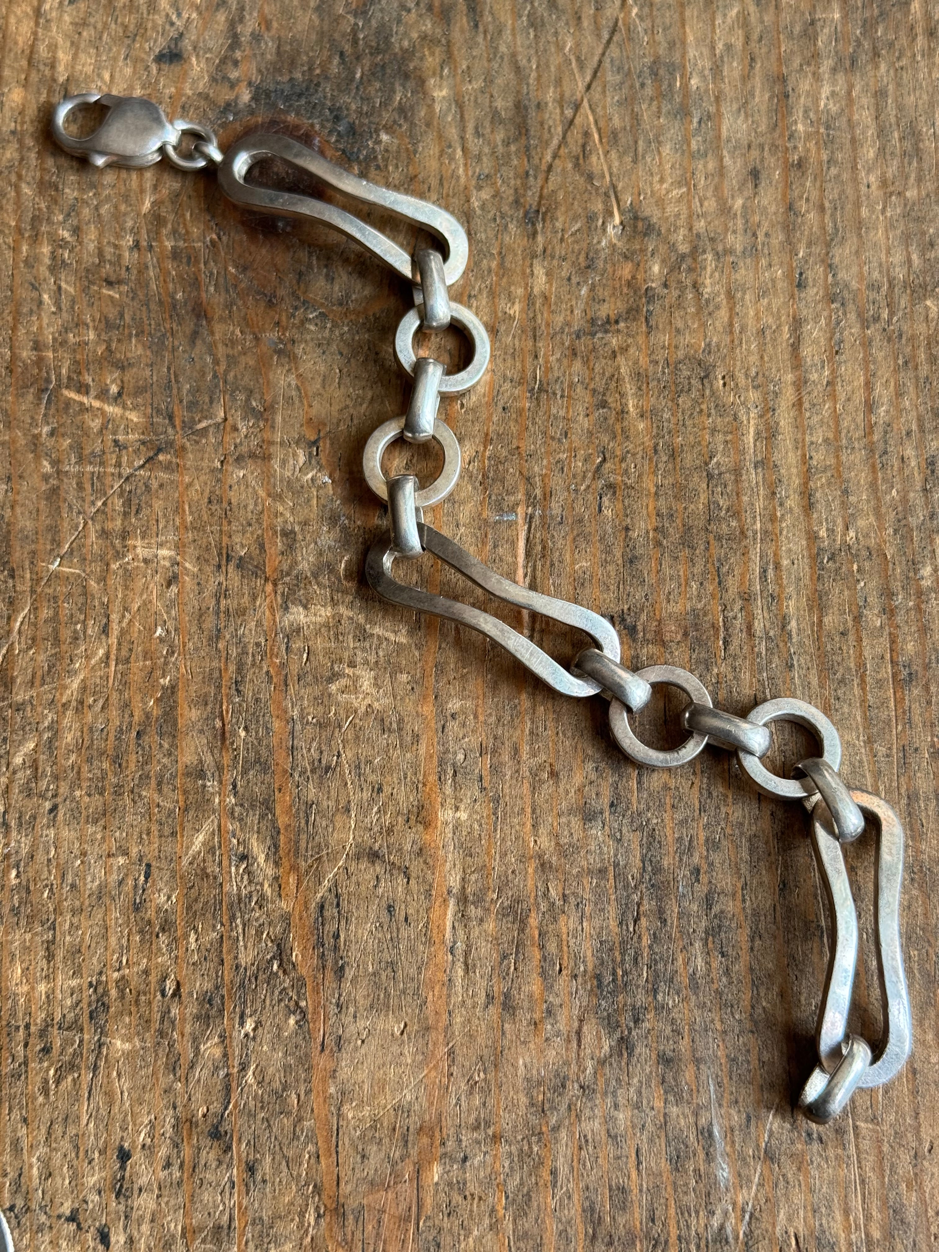 Vintage Sterling Silver 7.25” Modernist Link Bracelet