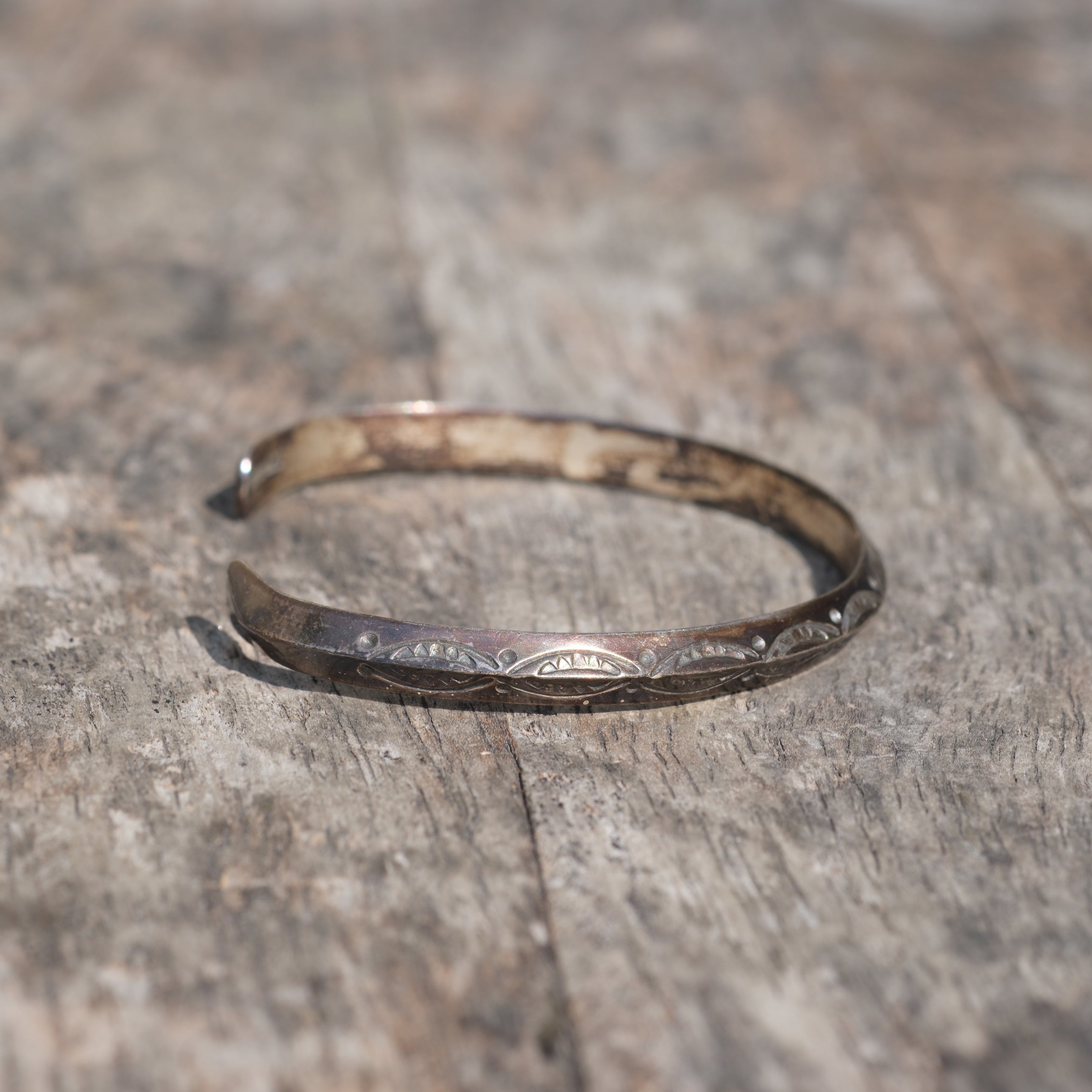 Vintage Sterling Silver Stamped Triangle Cuff