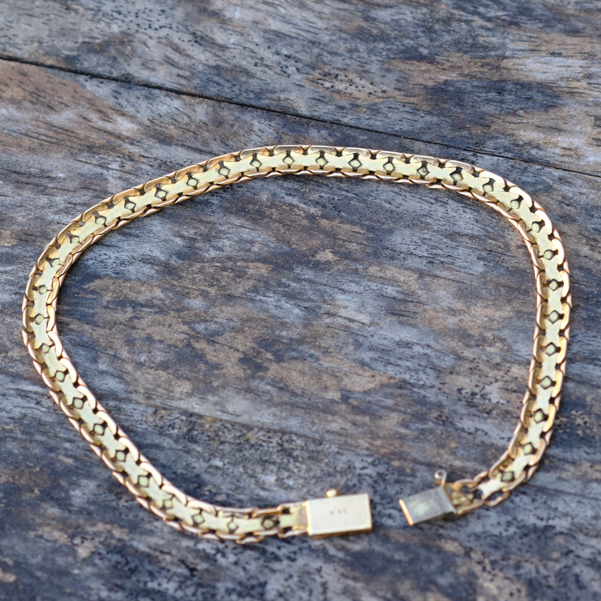 Vintage 14K Gold Scroll Link Bracelet 8.25"