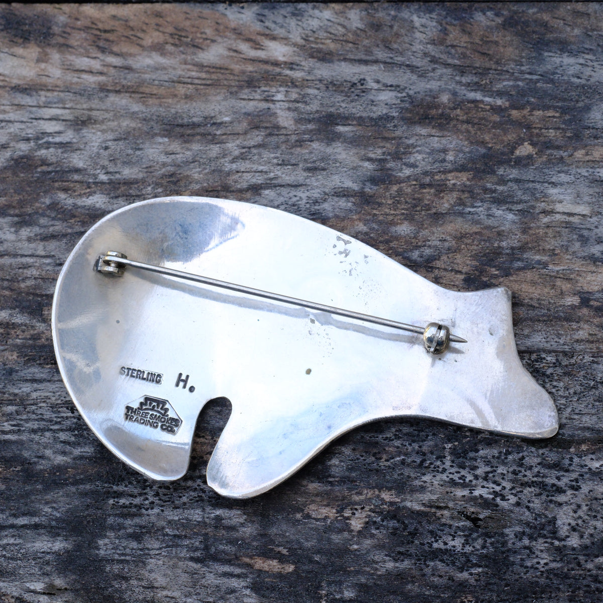 Huge Vintage Sterling Stamped Bear Pin