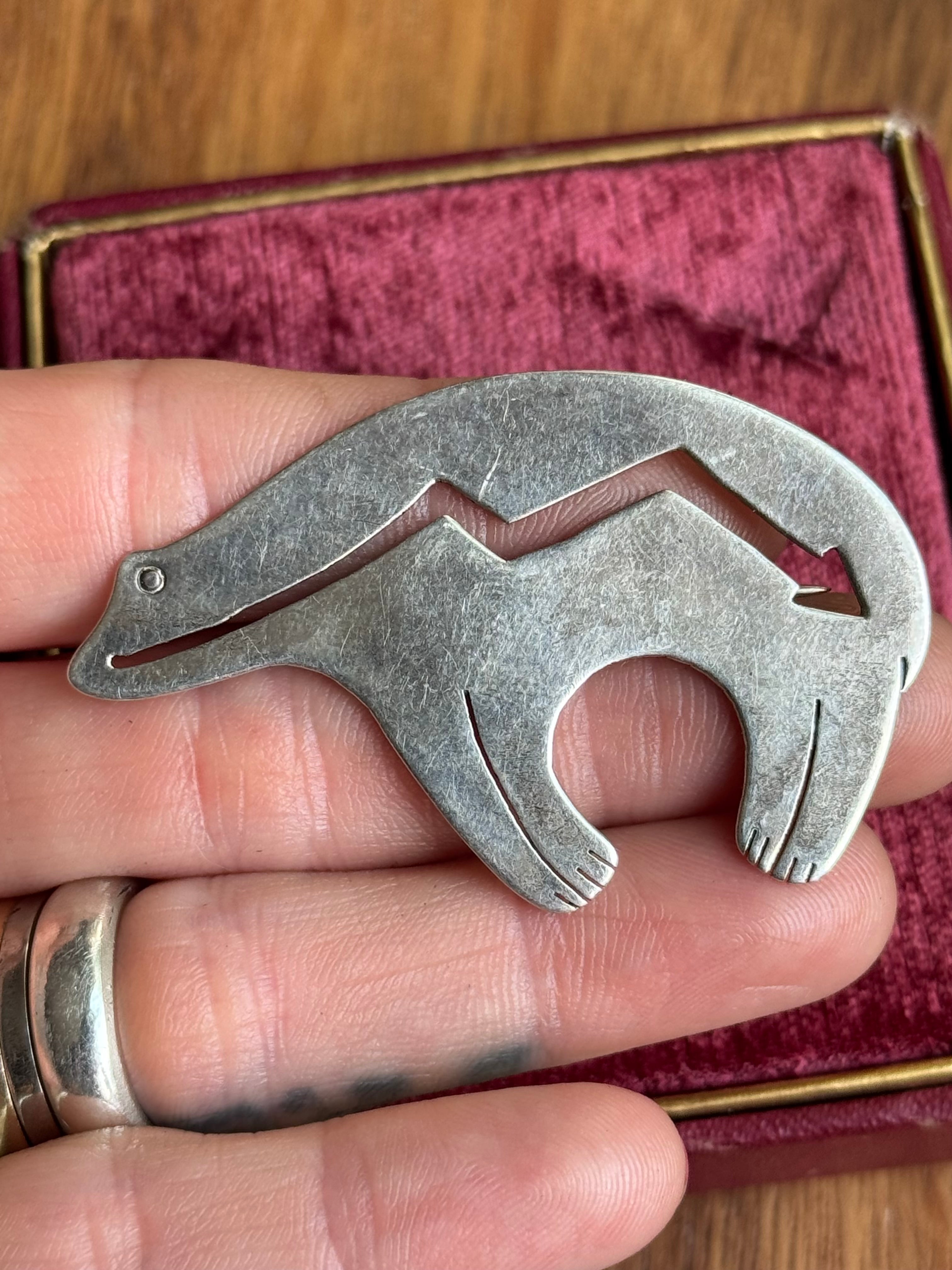 Vintage Sterling Silver Native Bear Pin