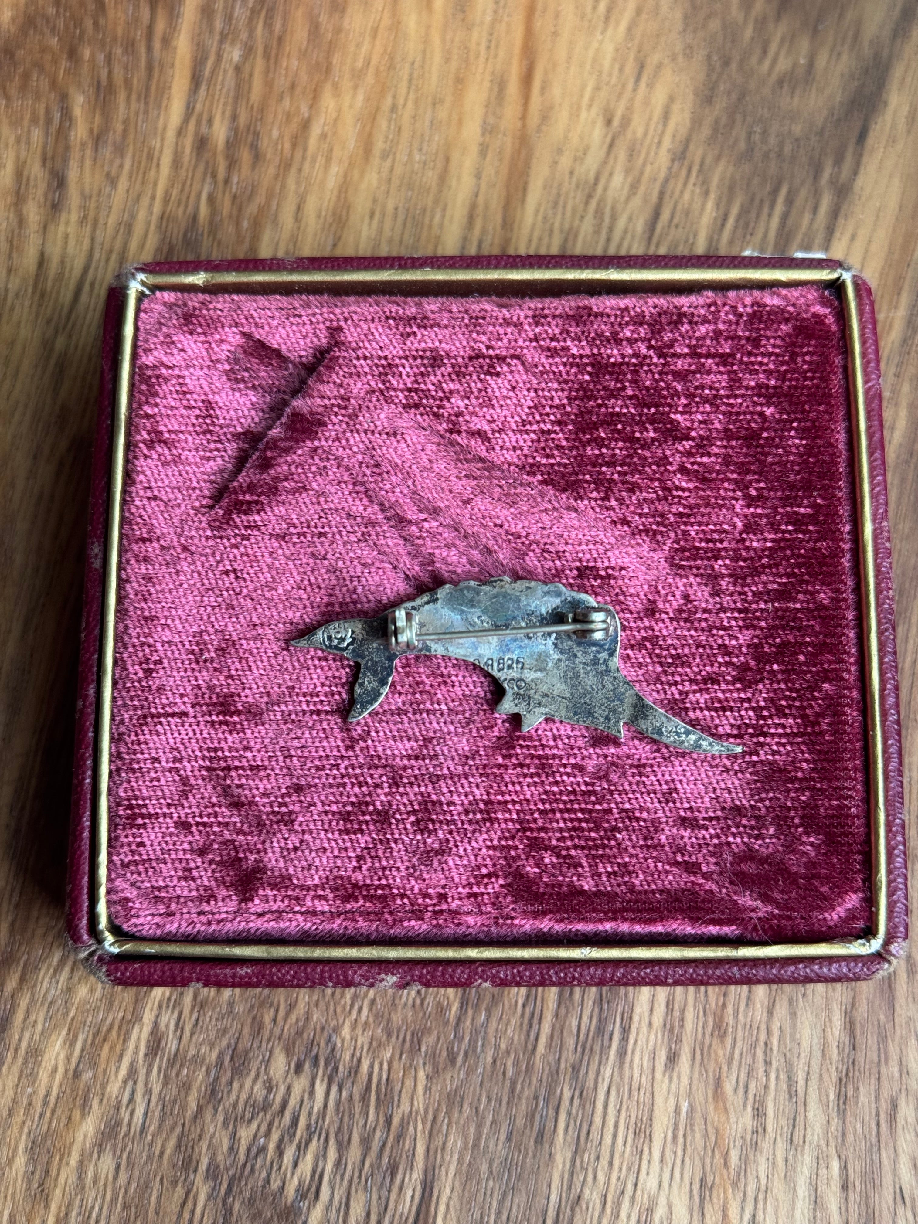 Vintage Sterling Silver Abalone Inlay Swordfish Pin