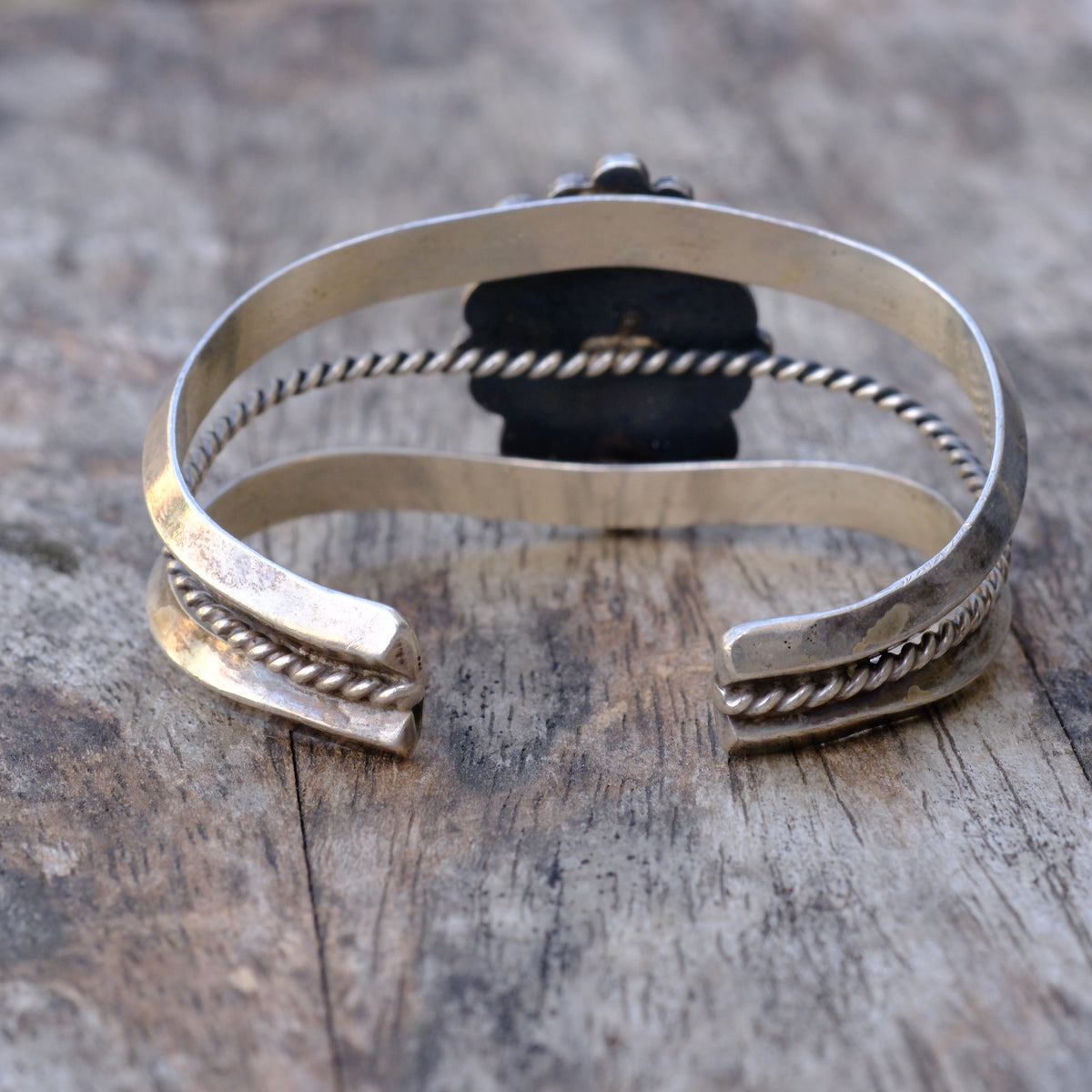Vintage Sterling Turquoise Florette Cuff Bracelet