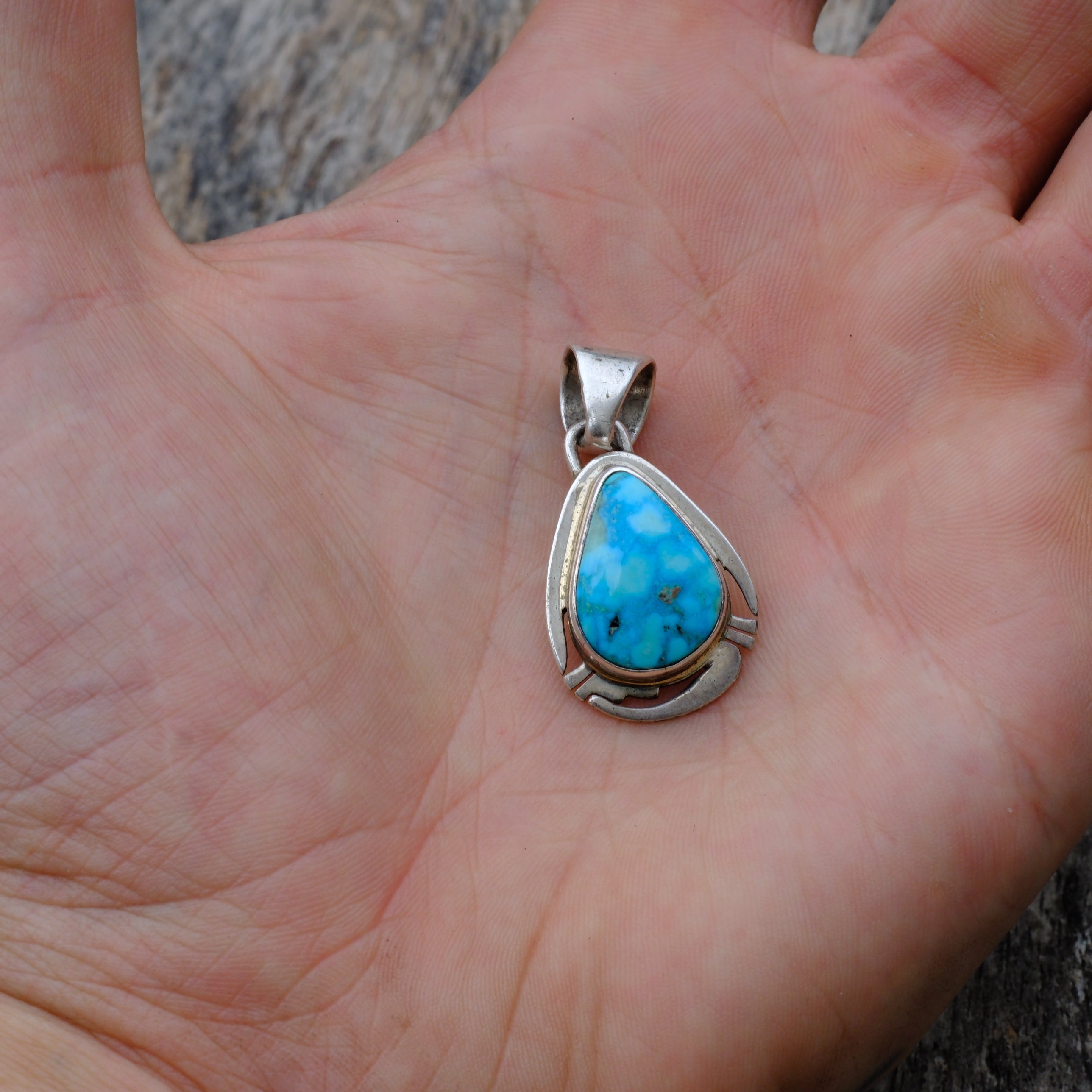 Vintage Sterling Turquoise Pendant