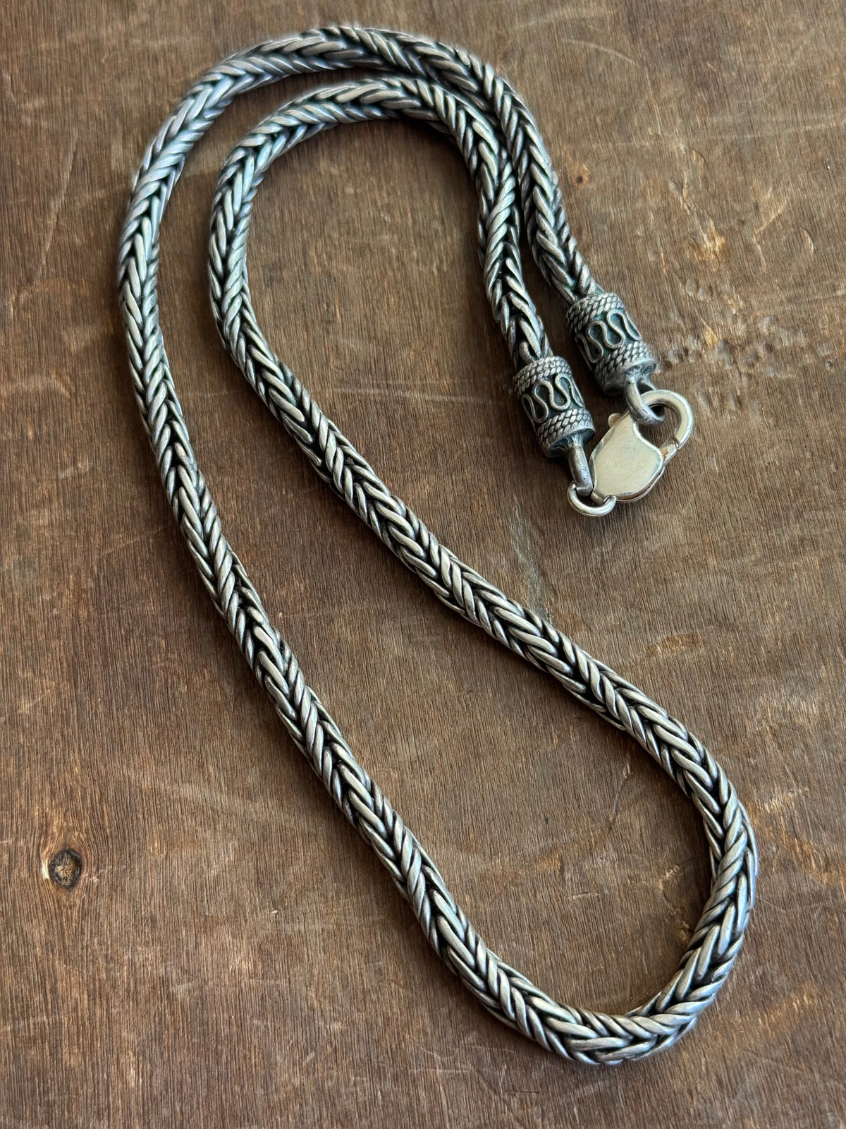 Vintage Sterling Silver 19” Heavy Woven Twist Chain