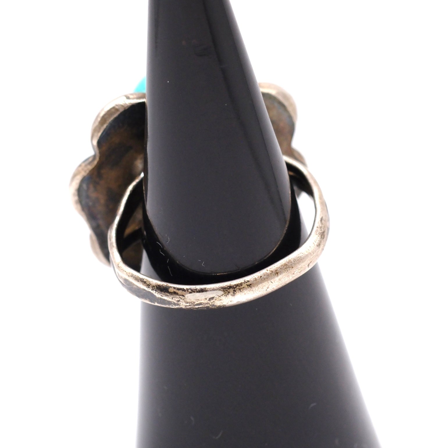 Vintage Sterling Turquoise Roper Ring 5.75