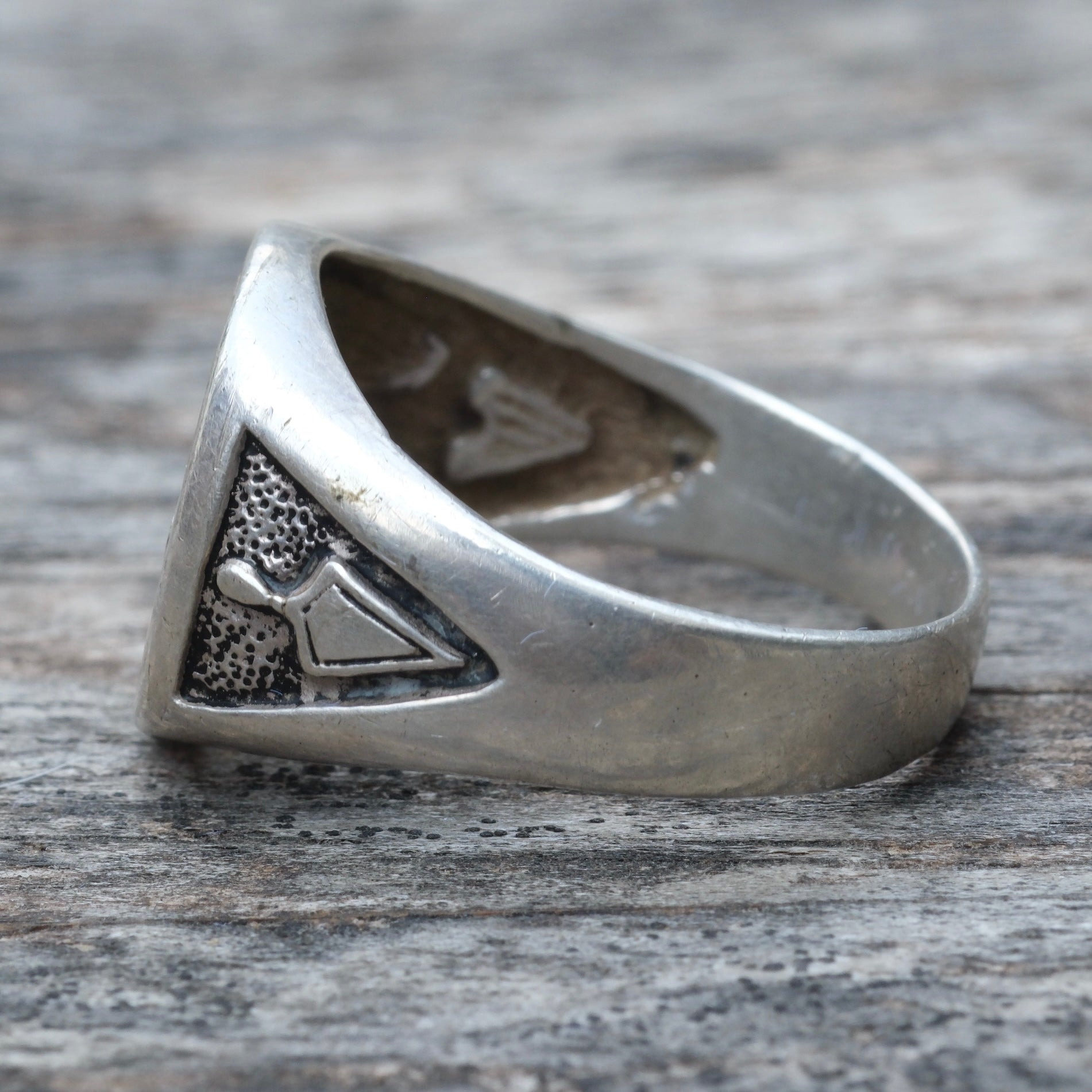 Vintage Sterling Silver Free Masons Signet Ring 12