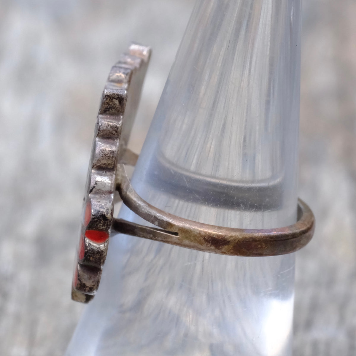 Vintage Sterling Multi Stone Inlay Eagle Ring 6.75