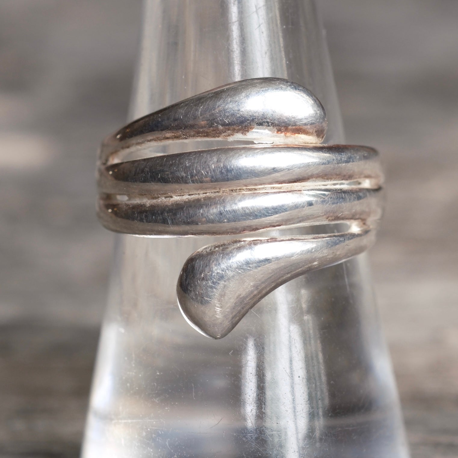 Vintage Sterling Silver Modernist Ring 8.25