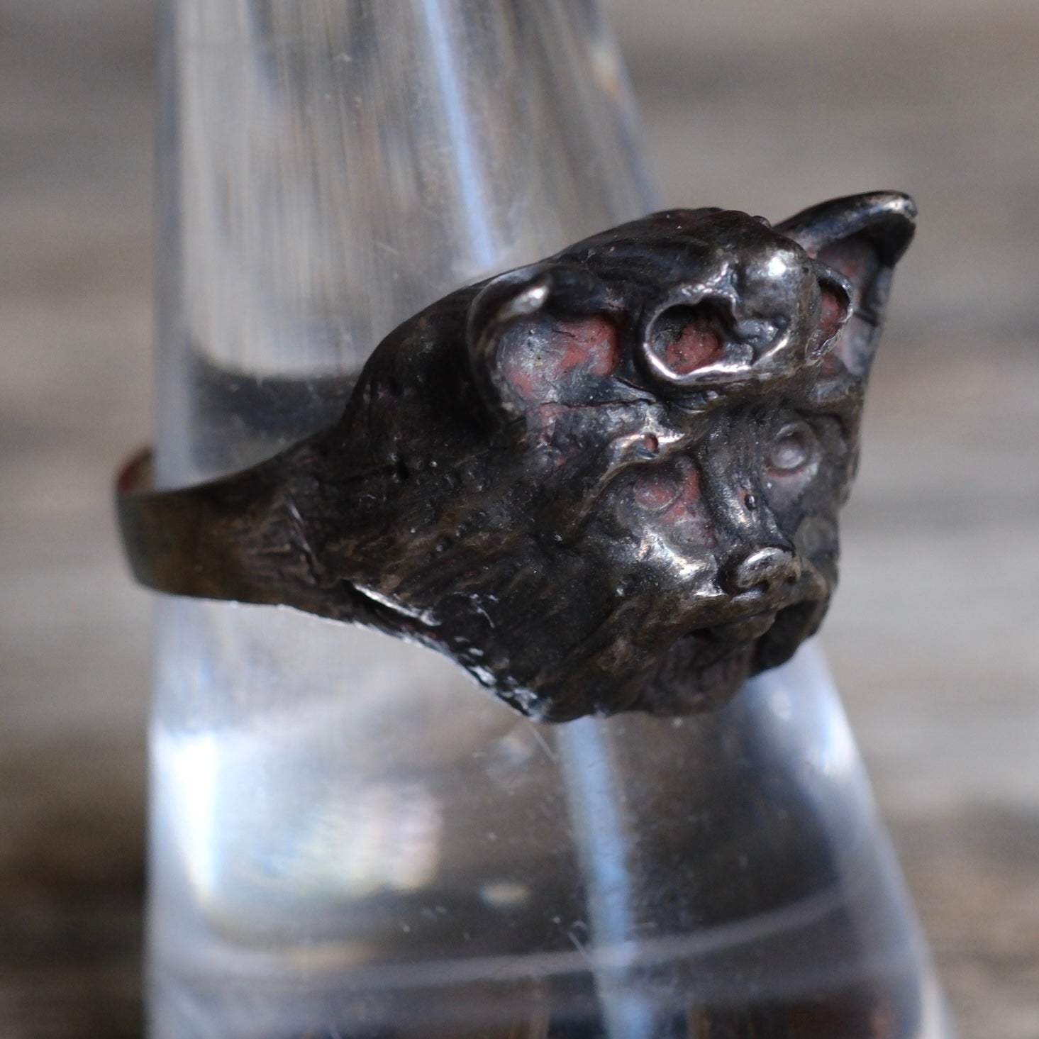 Vintage Sterling Silver Dog Ring 8.75
