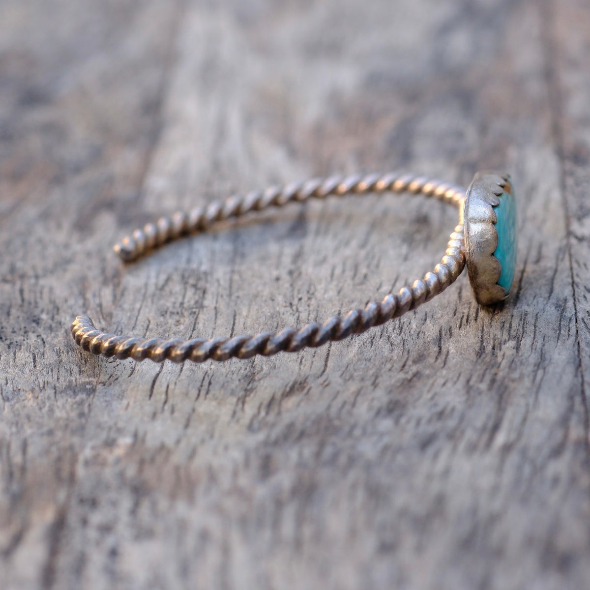 Vintage Sterling Turquoise Twisted Cuff Bracelet