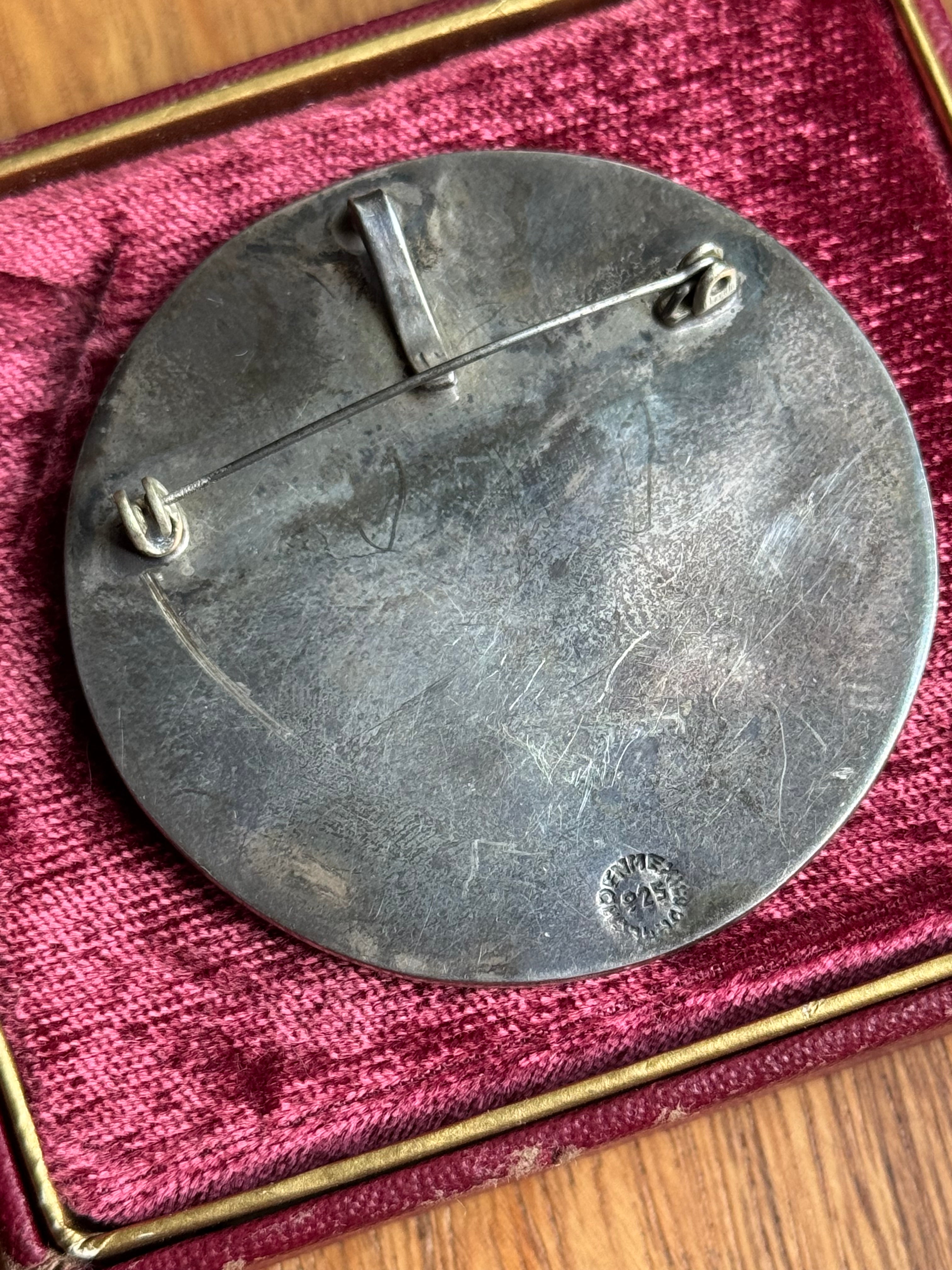 Vintage Sterling Silver Large Aztec Calendar Pin/Pendant