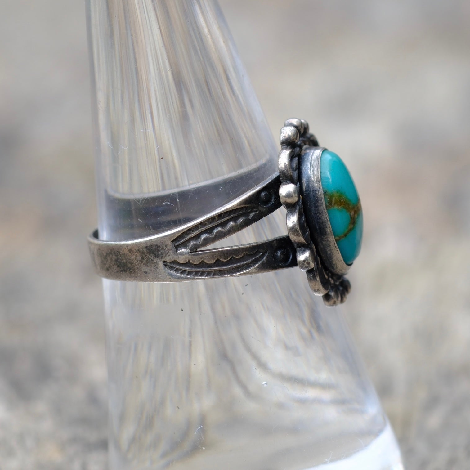 Vintage Sterling Turquoise Ring 6.75
