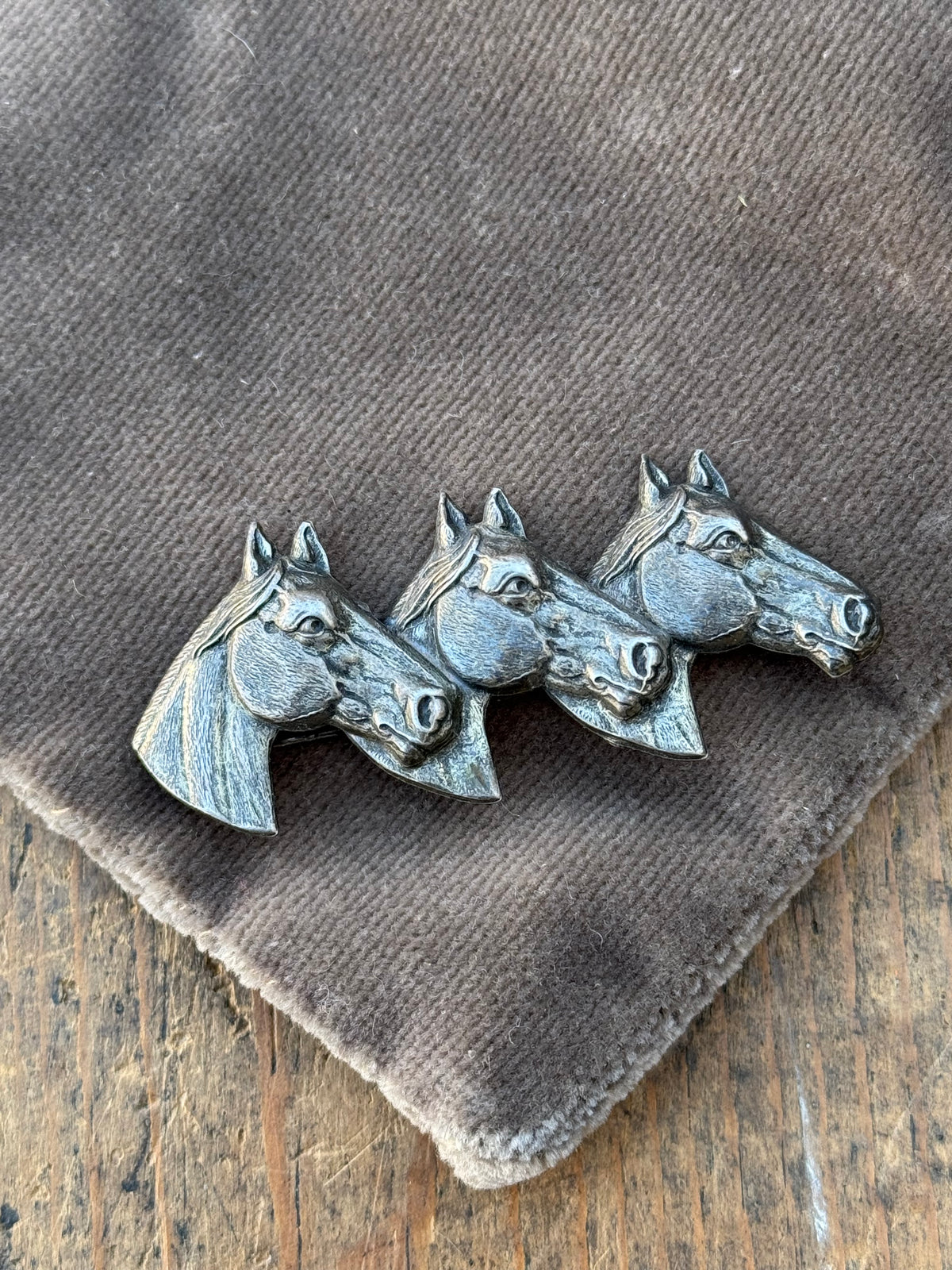 Vintage Sterling Silver Triple Horse Pin