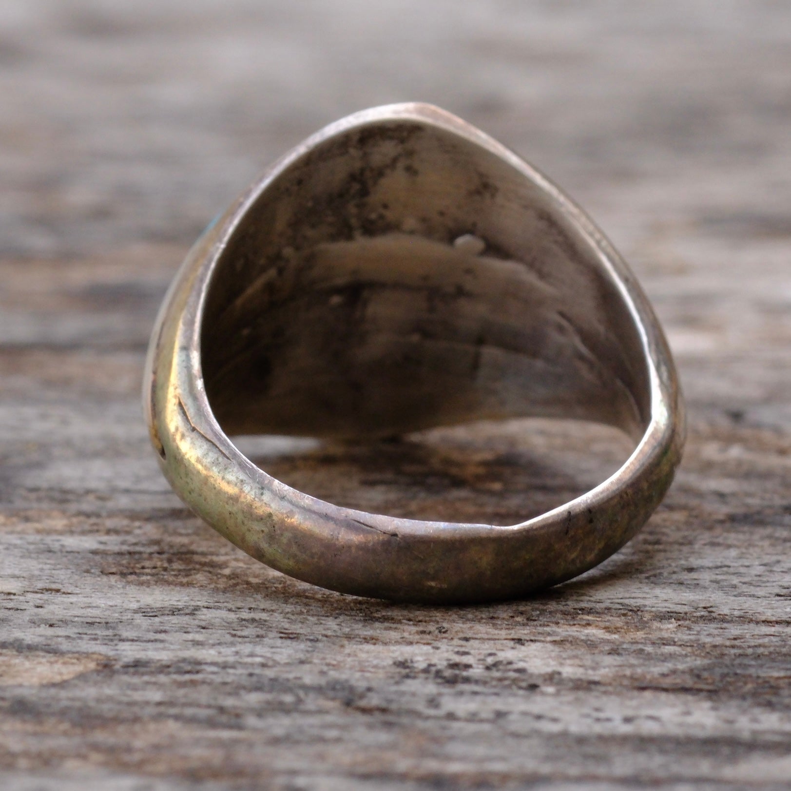 Vintage Sterling Turquoise and Mother Of Pearl Inlay Ring 7.25