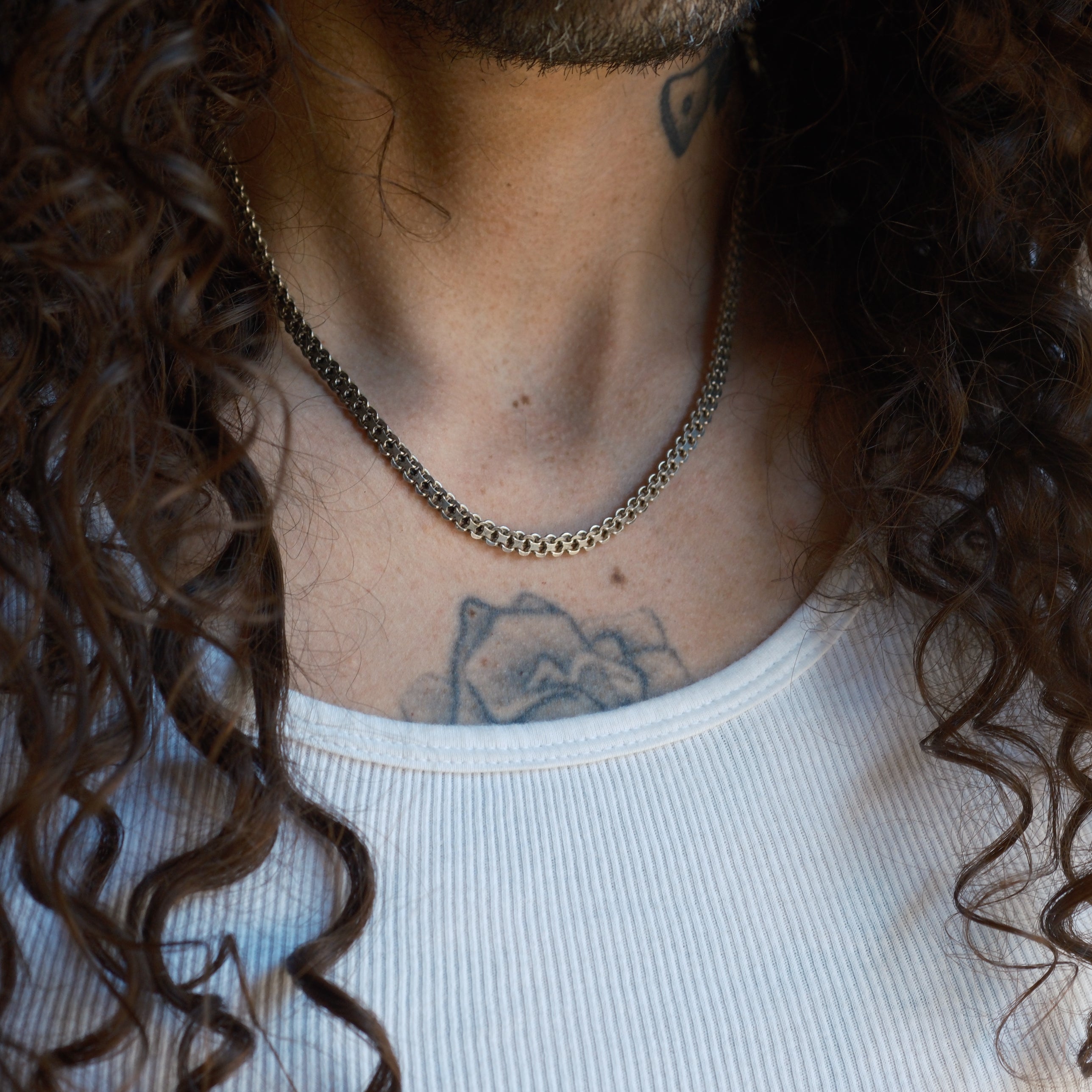 Vintage Sterling Silver Box Chain Necklace 18"