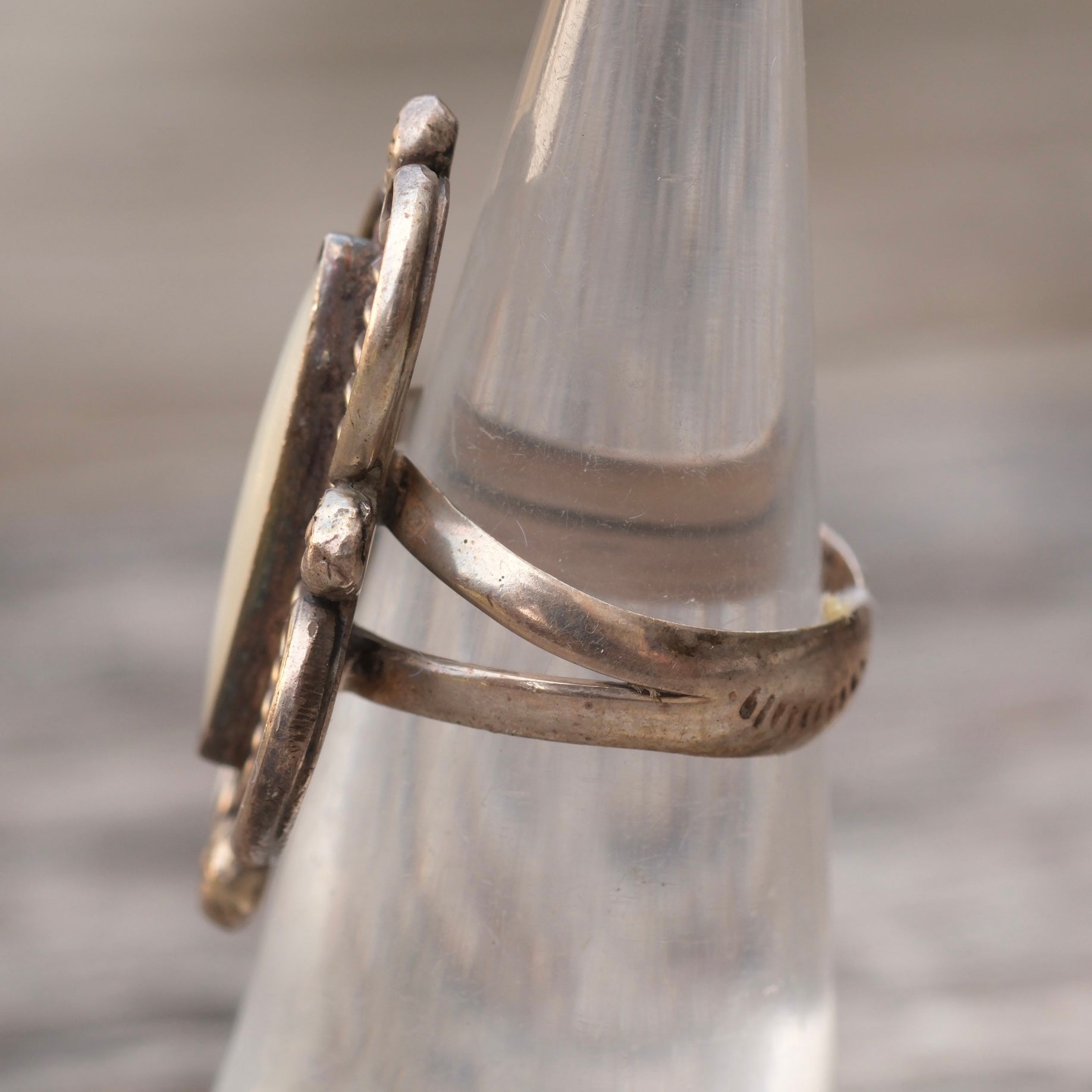 Vintage Sterling Mother Of Pearl Ring 5