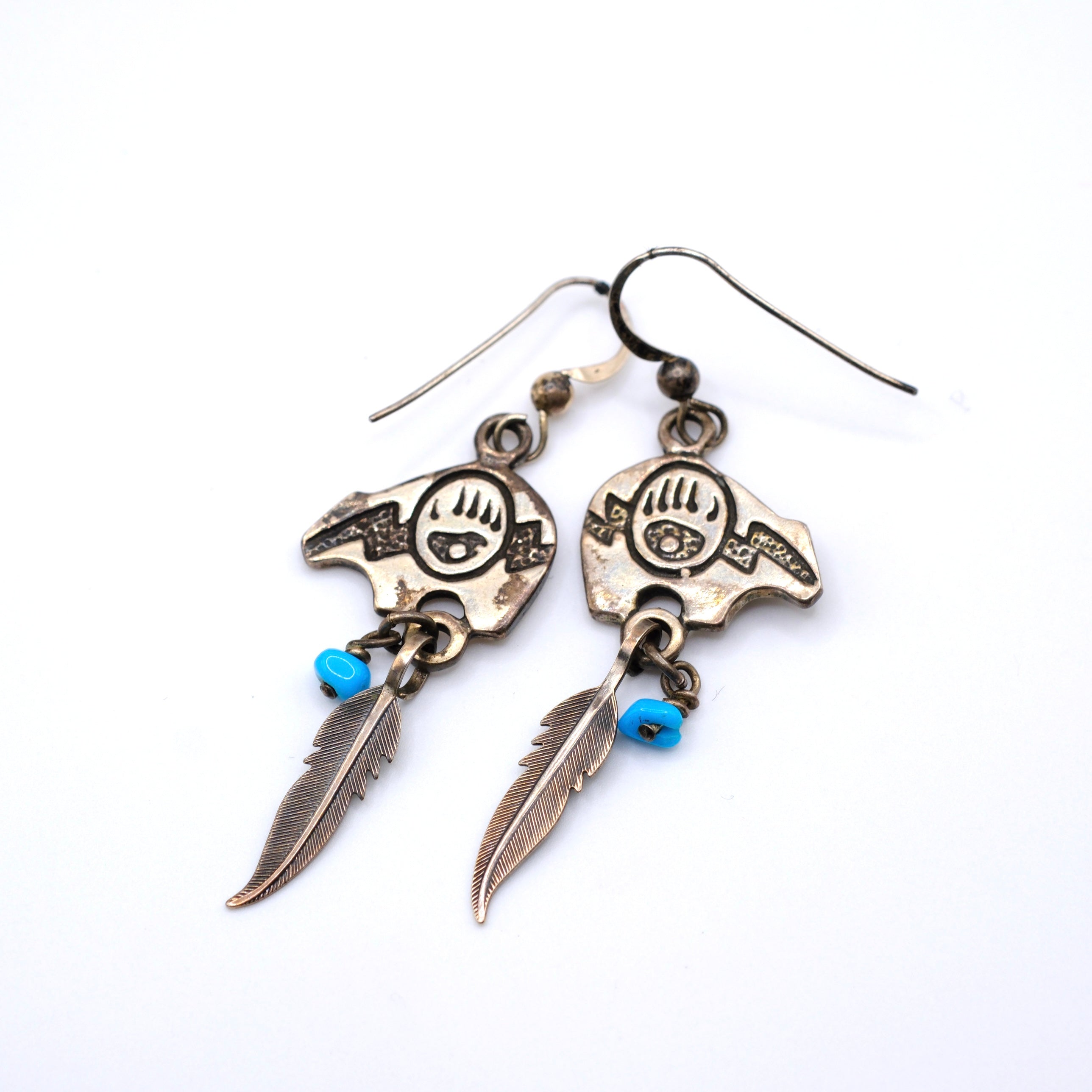 Vintage Sterling Hopi Bear Stud Earrings
